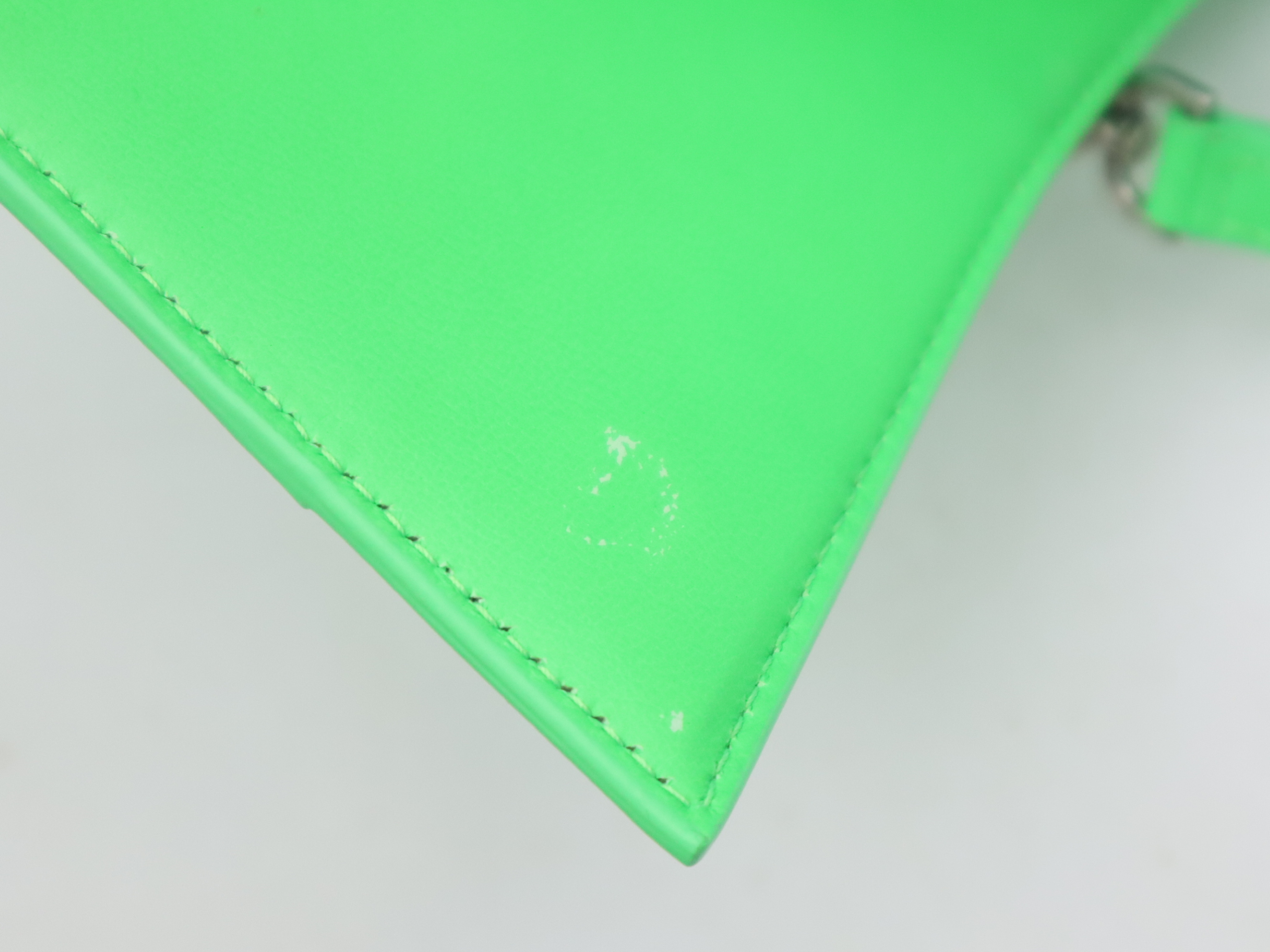 593546 PVC Hourglass 2-Way Handbag, Green, Silver Hardware, Shoulder Strap & Dust Bag Included. — view 10