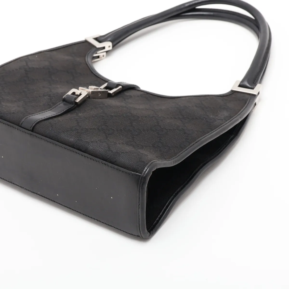 GG Canvas Jackie Canvas x Leather Shoulder Bag, Black — view 3