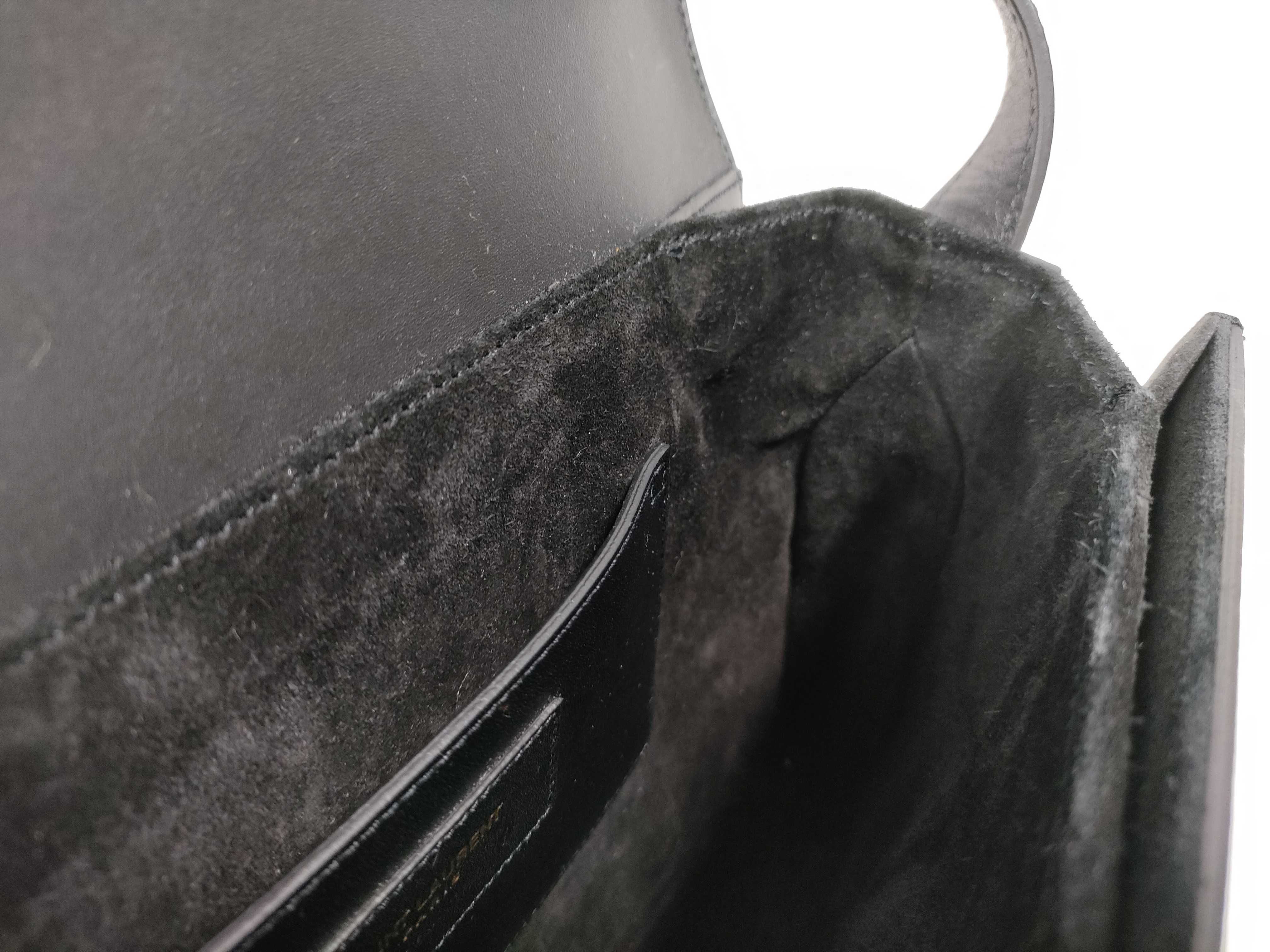 Loulou Leather Shoulder Bag, Black — view 12