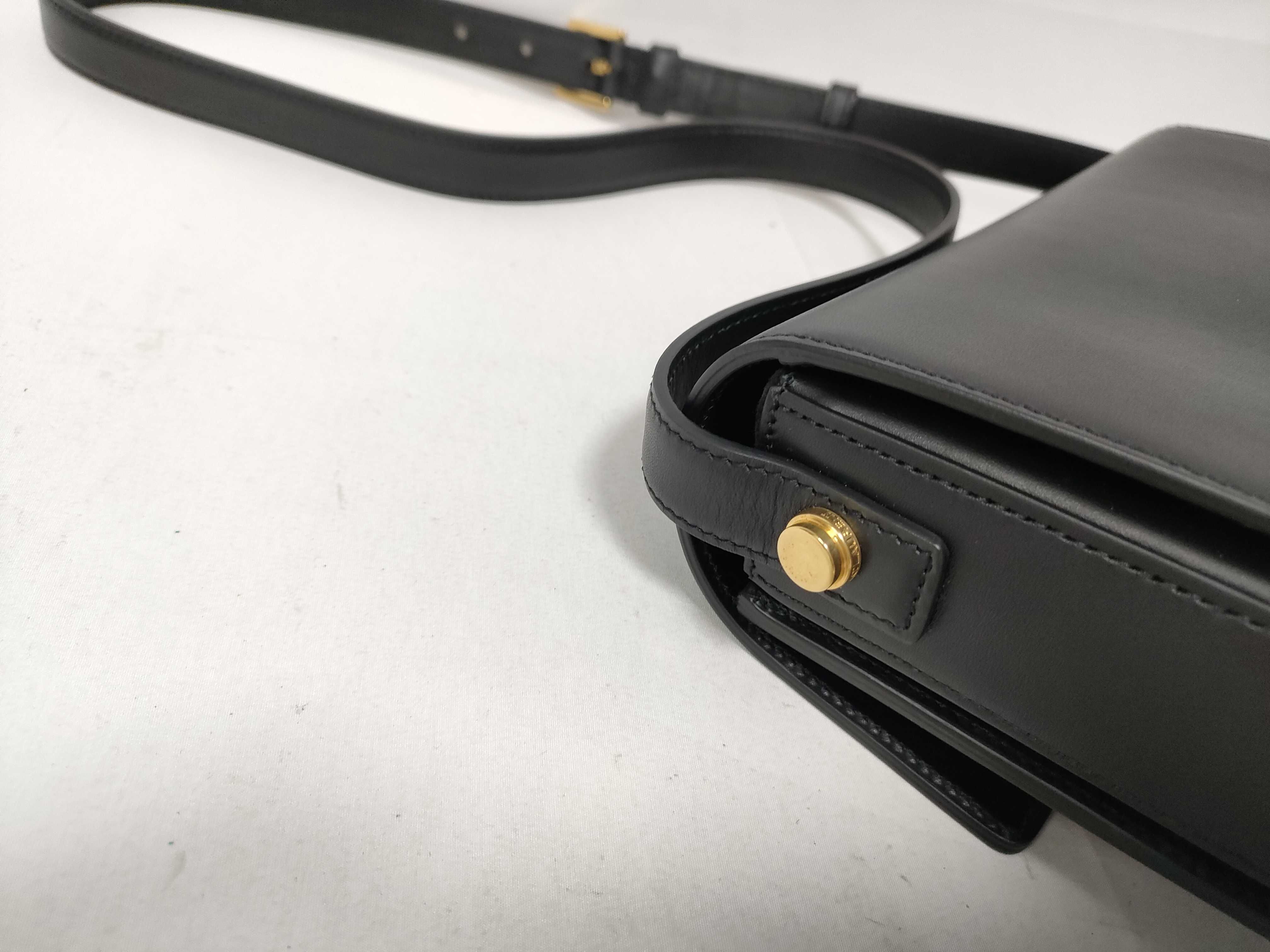 Loulou Leather Shoulder Bag, Black — view 6
