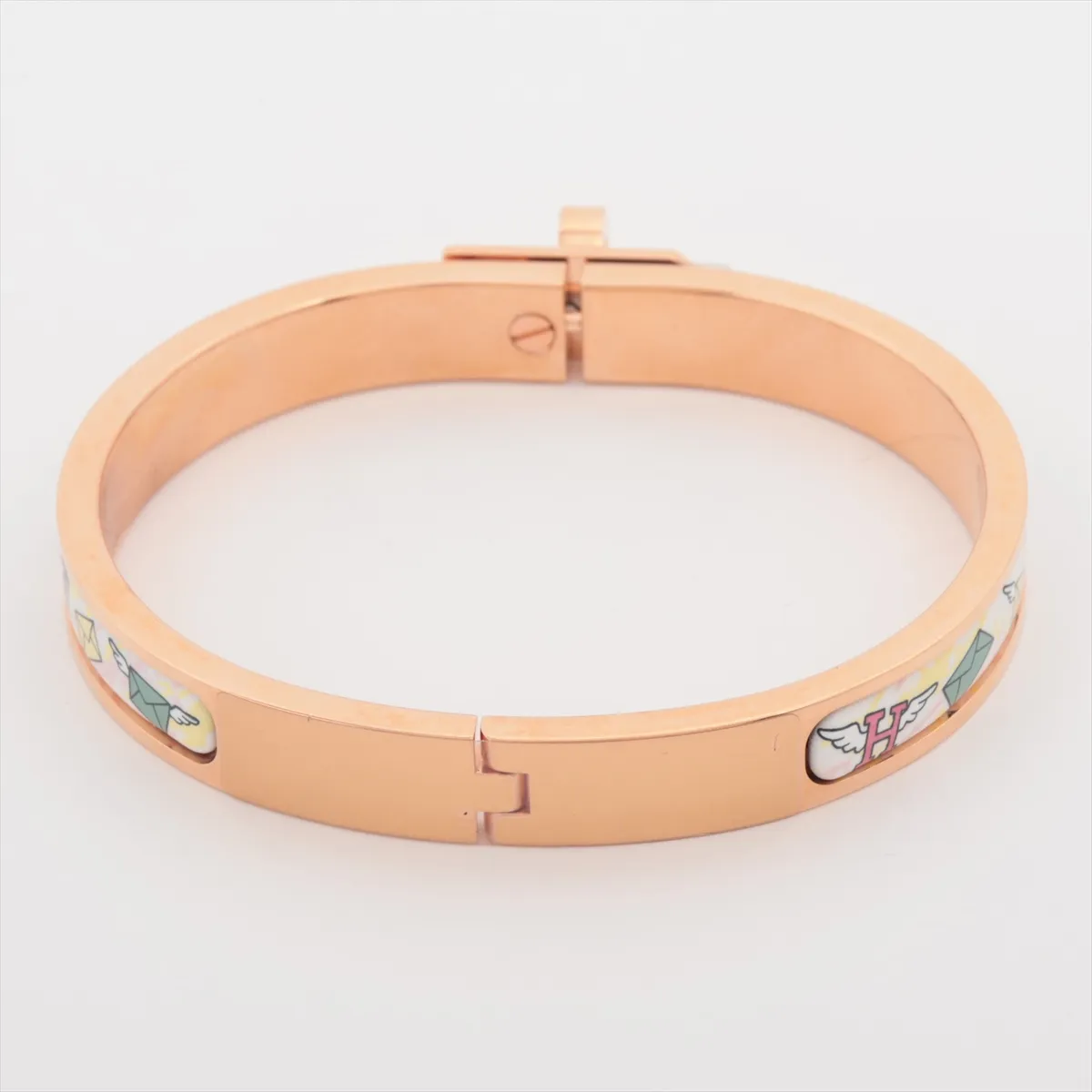 Mini Click Kelly SP0214 Bangle GP White x Rose Gold. Shows some wear, tarnishing, and — view 2