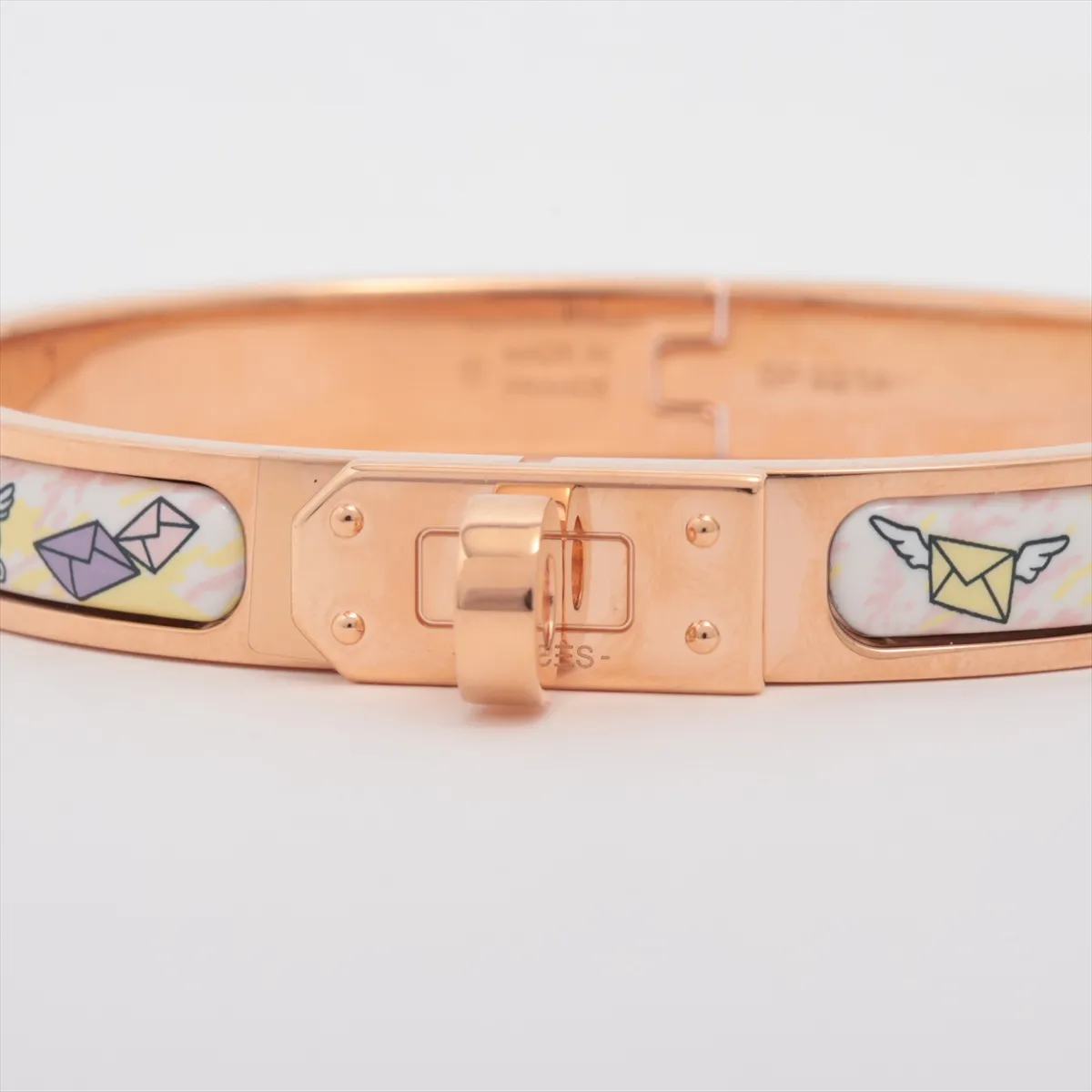 Mini Click Kelly SP0214 Bangle GP White x Rose Gold. Shows some wear, tarnishing, and — view 3