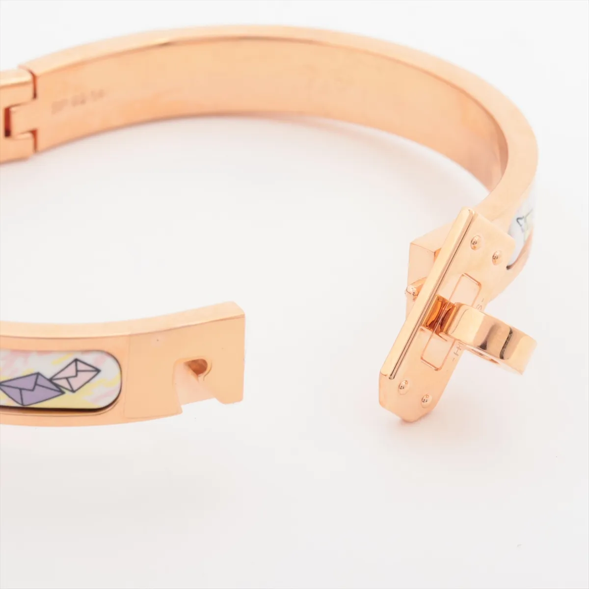 Mini Click Kelly SP0214 Bangle GP White x Rose Gold. Shows some wear, tarnishing, and — view 5