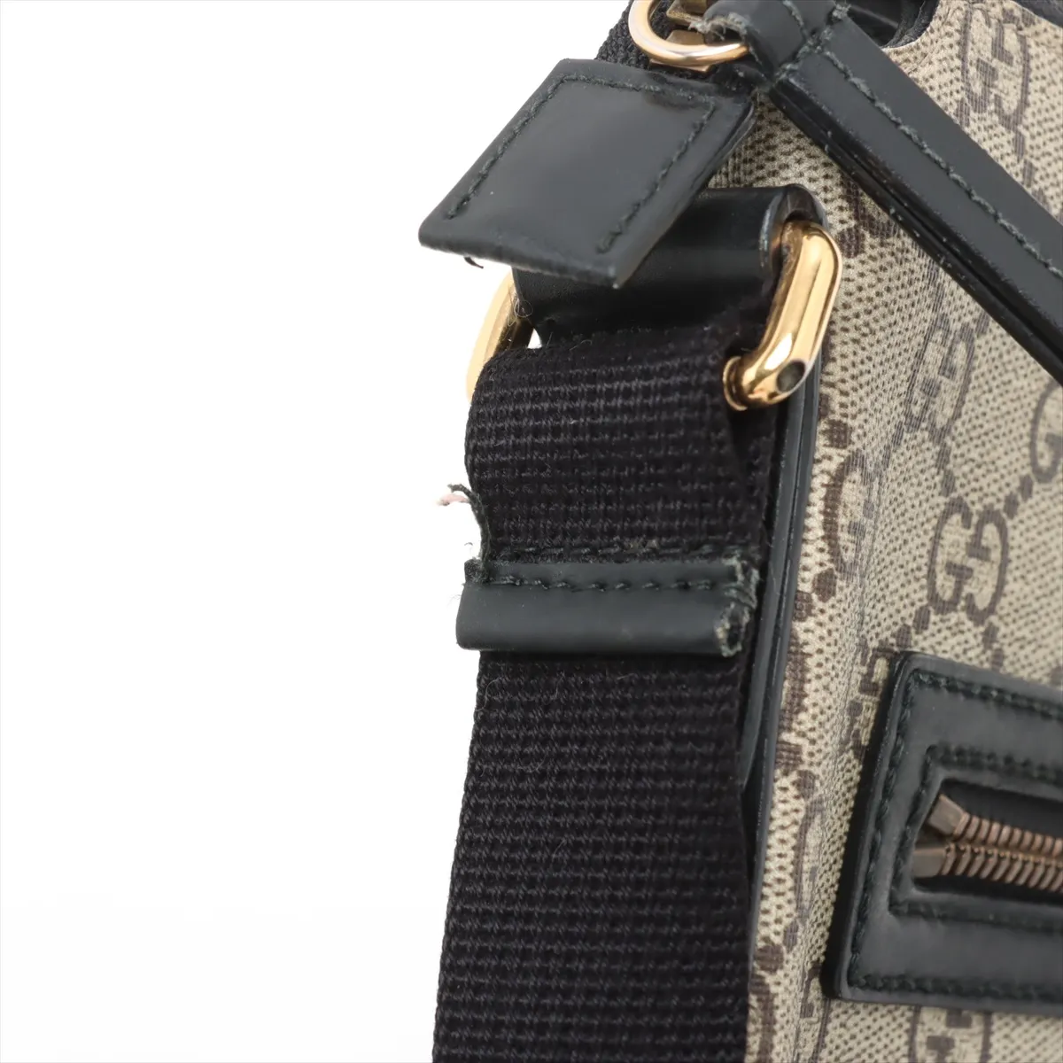 GG Supreme Angry Cat PVC x Leather Shoulder Bag Beige x Black 473886 — view 13