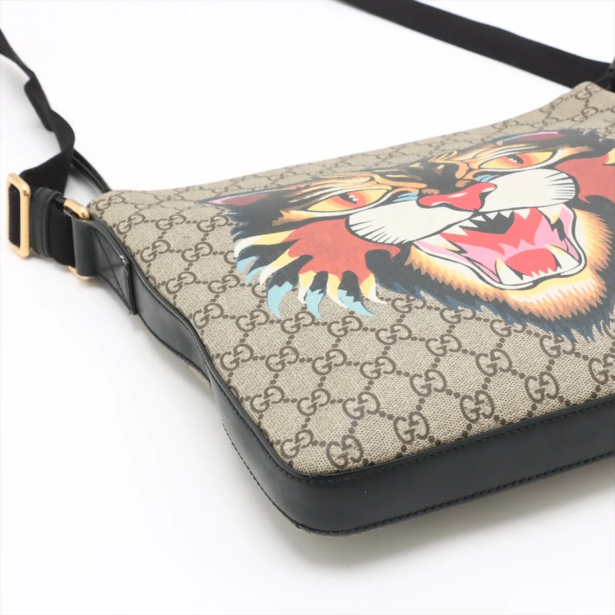 GG Supreme Angry Cat PVC x Leather Shoulder Bag Beige x Black 473886 — view 4