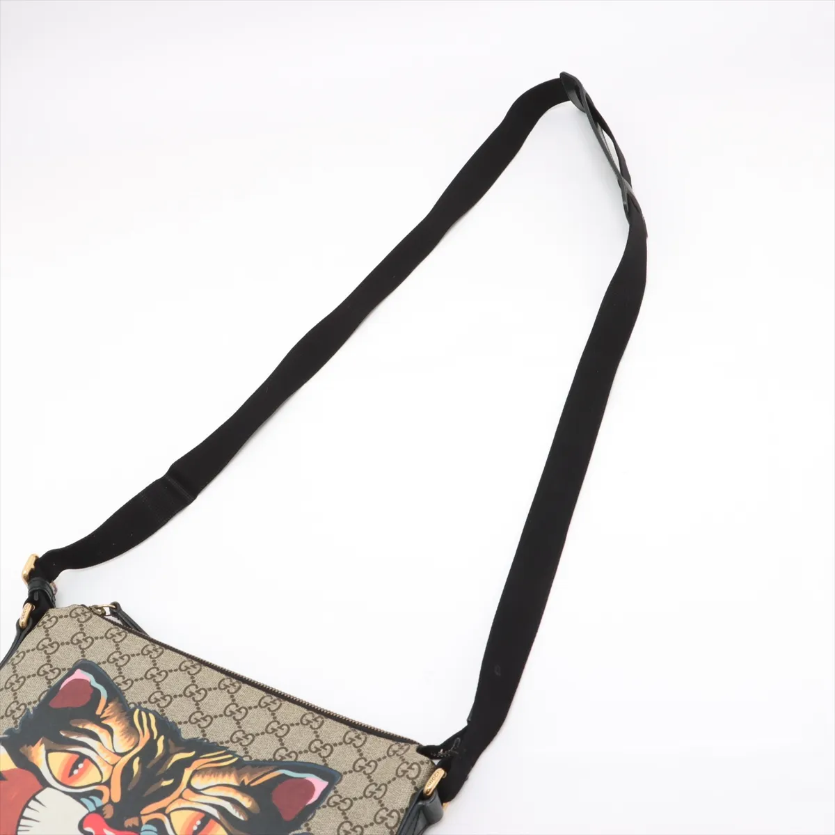 GG Supreme Angry Cat PVC x Leather Shoulder Bag Beige x Black 473886 — view 5