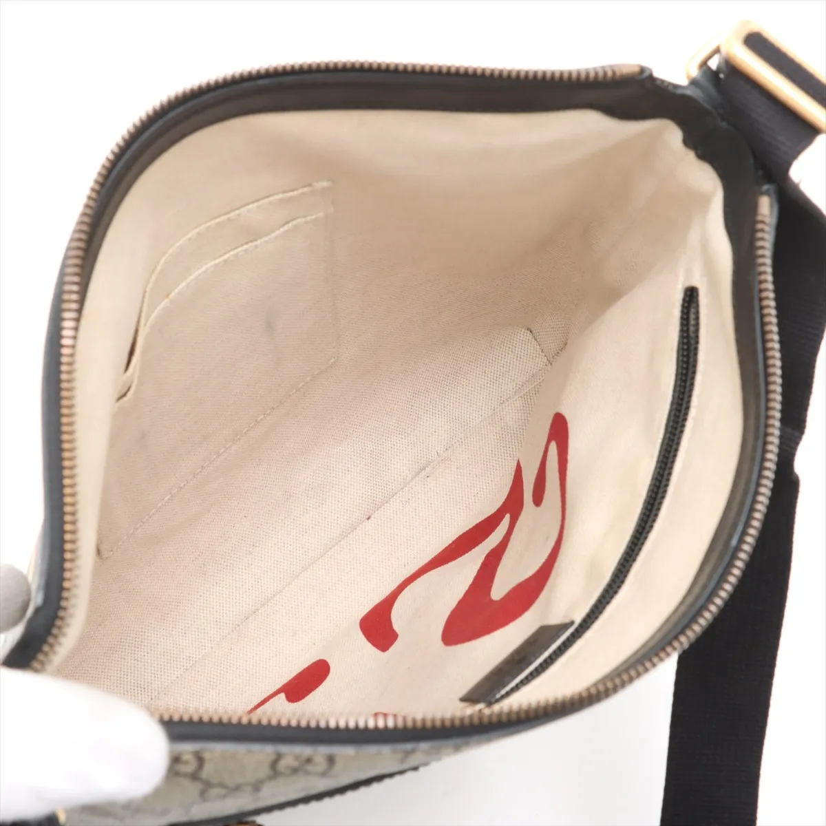 GG Supreme Angry Cat PVC x Leather Shoulder Bag Beige x Black 473886 — view 6
