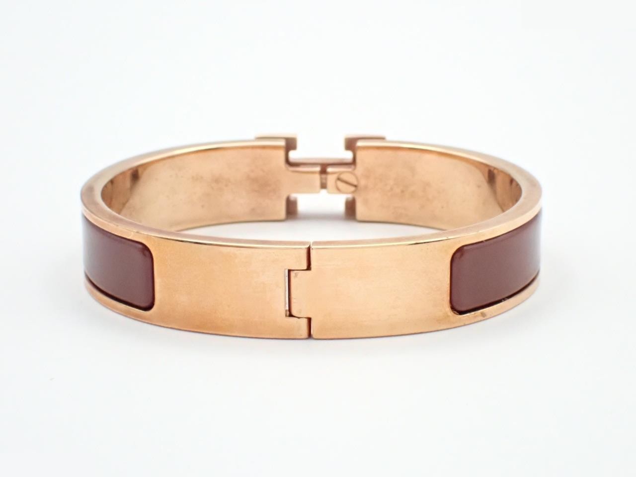 Click H Bangle, Brown/Gold Color, Wrist Circumference Approx. 15cm — view 2