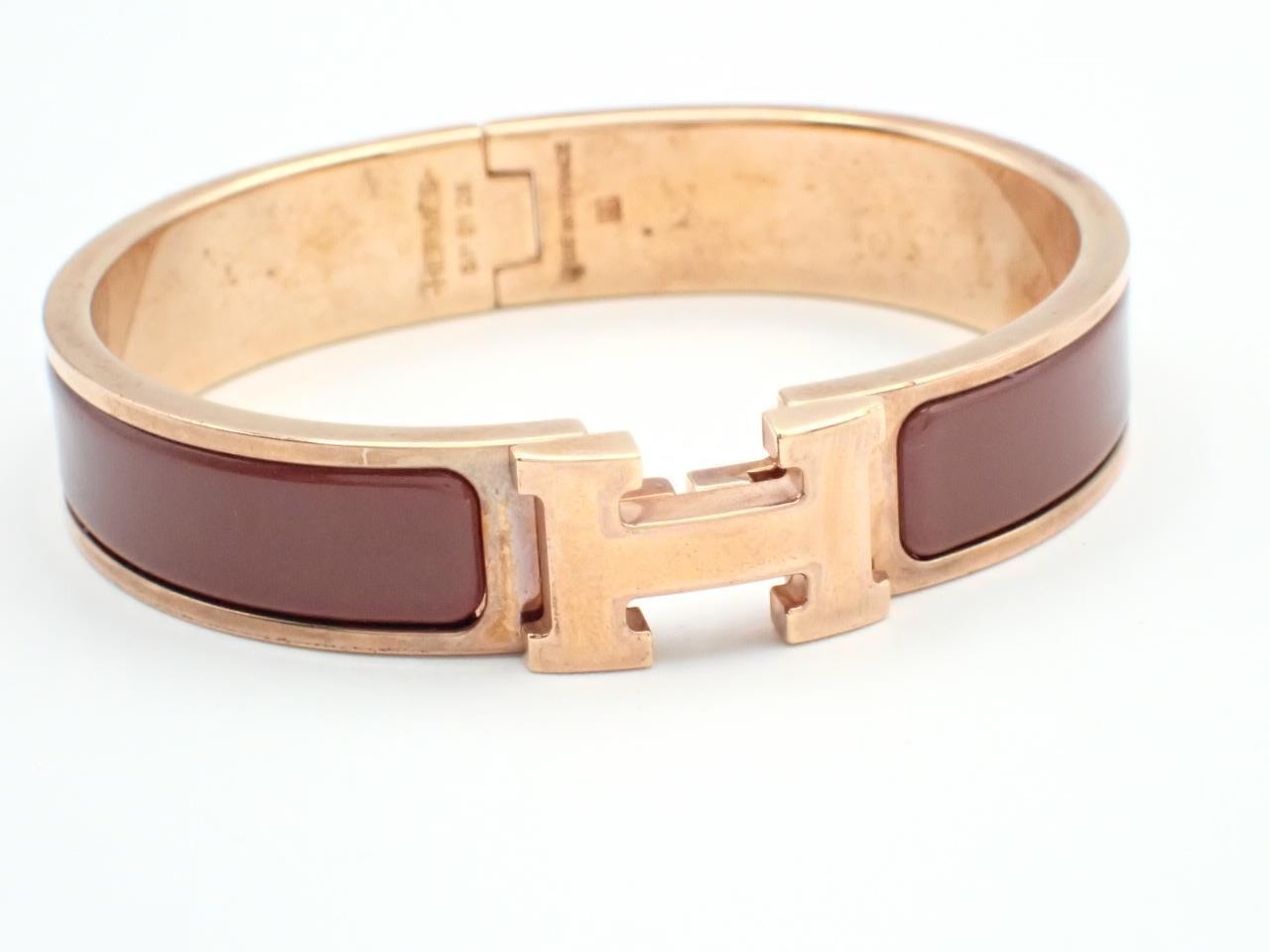 Click H Bangle, Brown/Gold Color, Wrist Circumference Approx. 15cm — view 3