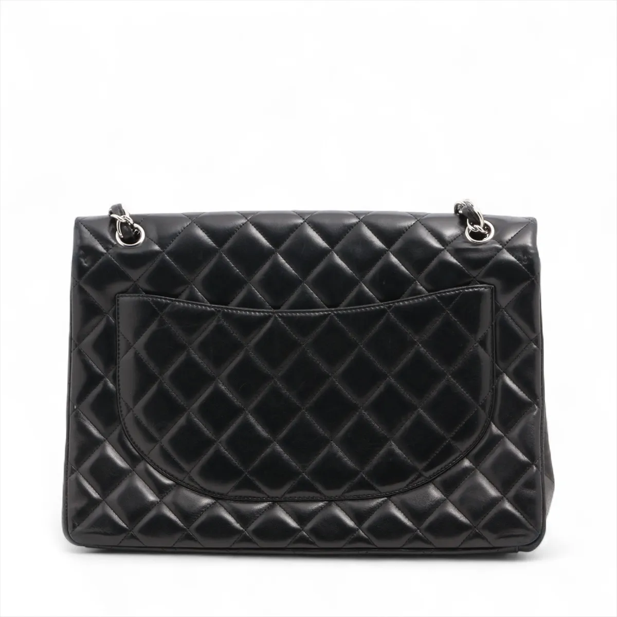 Deca Matelasse 34 Maxi Lambskin Single Flap Double Chain Bag Black Silver Hardware 14110417 14th Series A58601 — view 2