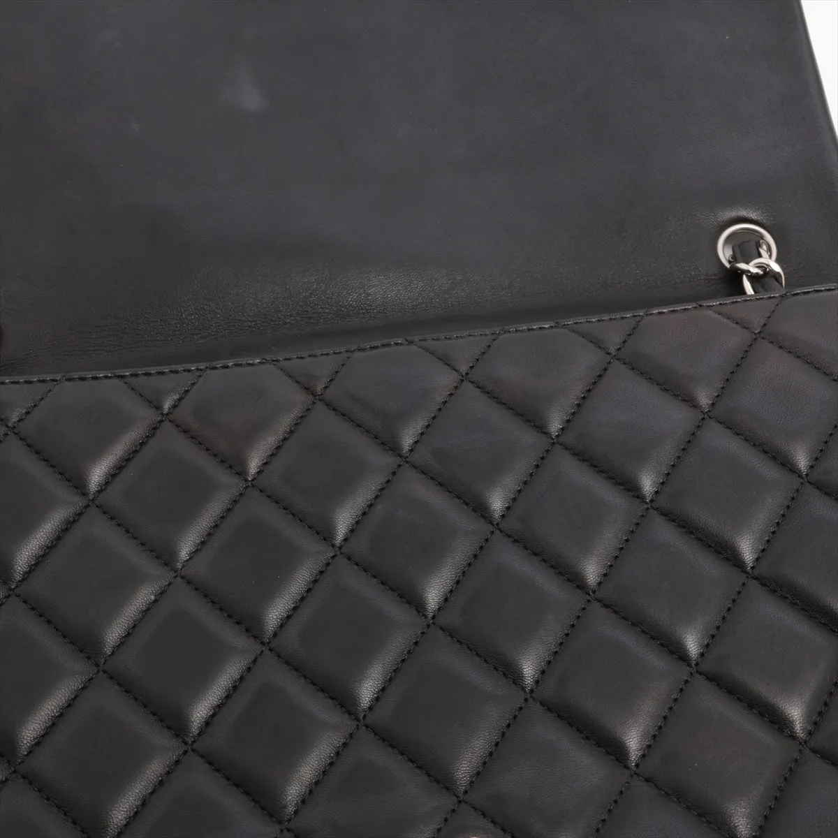 Deca Matelasse 34 Maxi Lambskin Single Flap Double Chain Bag Black Silver Hardware 14110417 14th Series A58601 — view 12