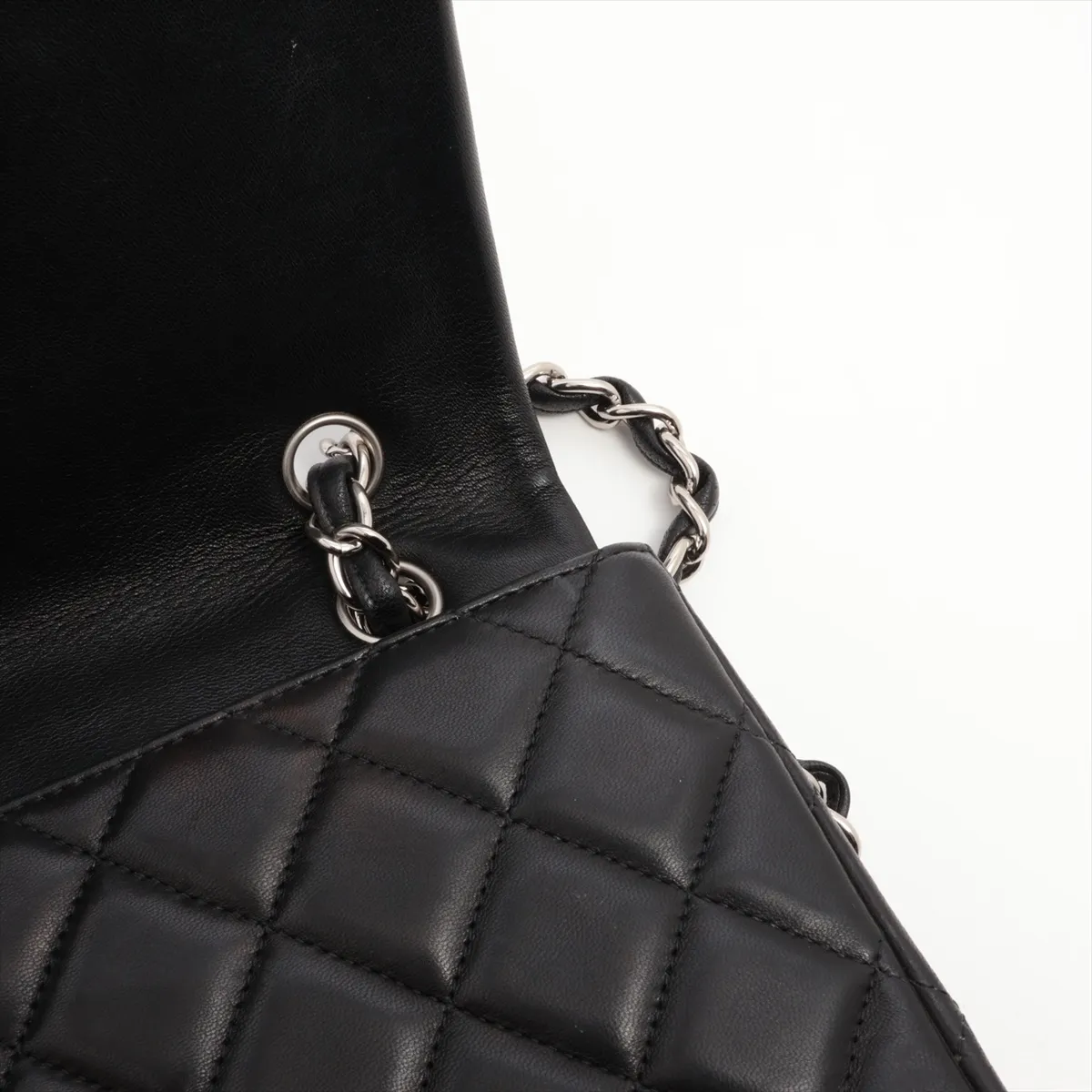 Deca Matelasse 34 Maxi Lambskin Single Flap Double Chain Bag Black Silver Hardware 14110417 14th Series A58601 — view 13