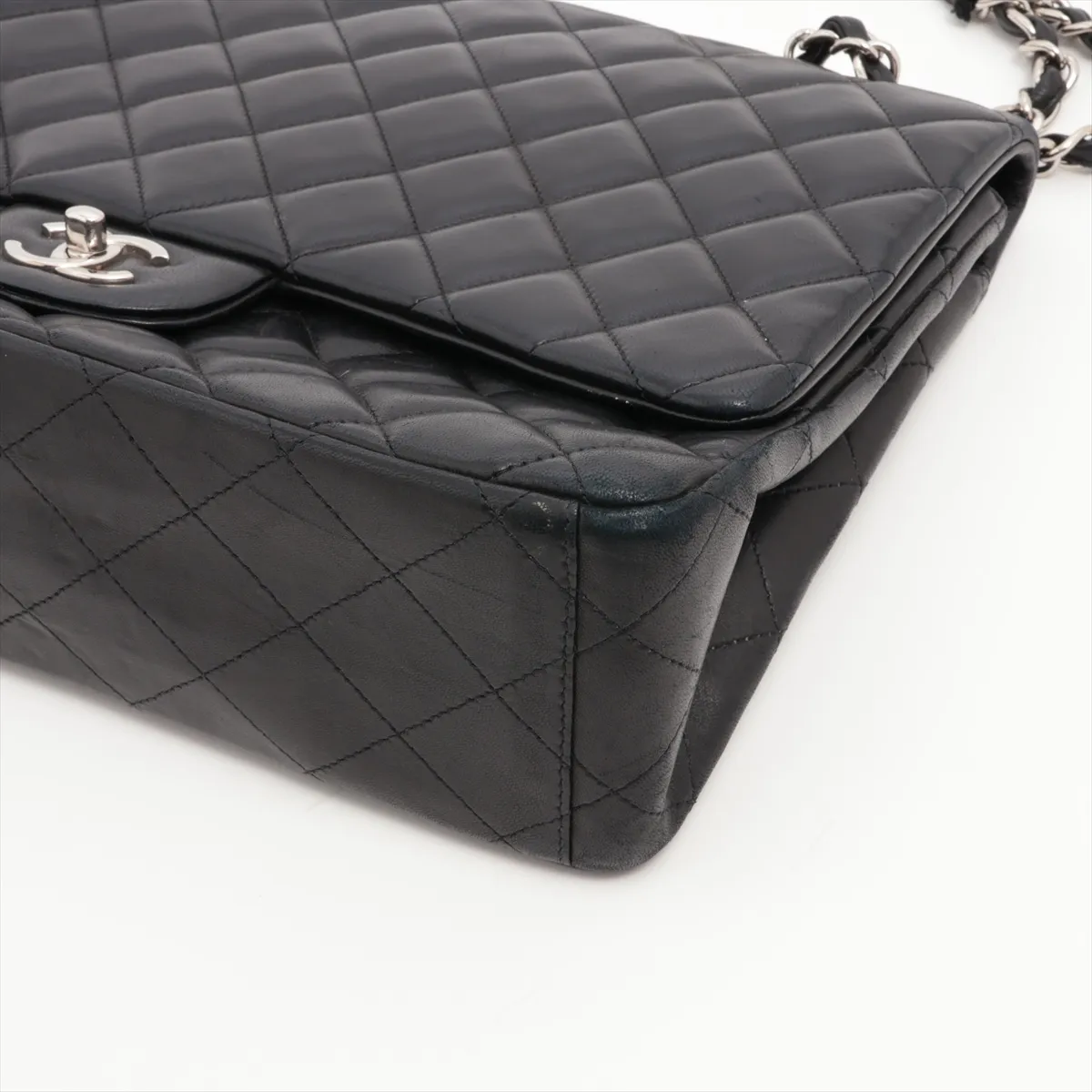 Deca Matelasse 34 Maxi Lambskin Single Flap Double Chain Bag Black Silver Hardware 14110417 14th Series A58601 — view 3
