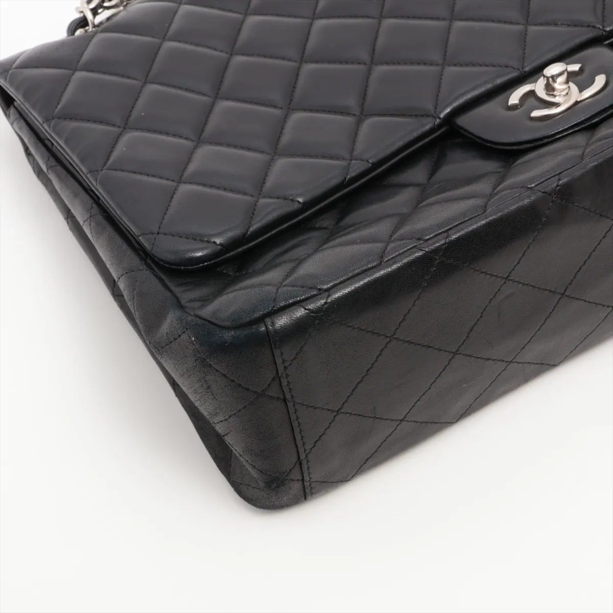 Deca Matelasse 34 Maxi Lambskin Single Flap Double Chain Bag Black Silver Hardware 14110417 14th Series A58601 — view 4