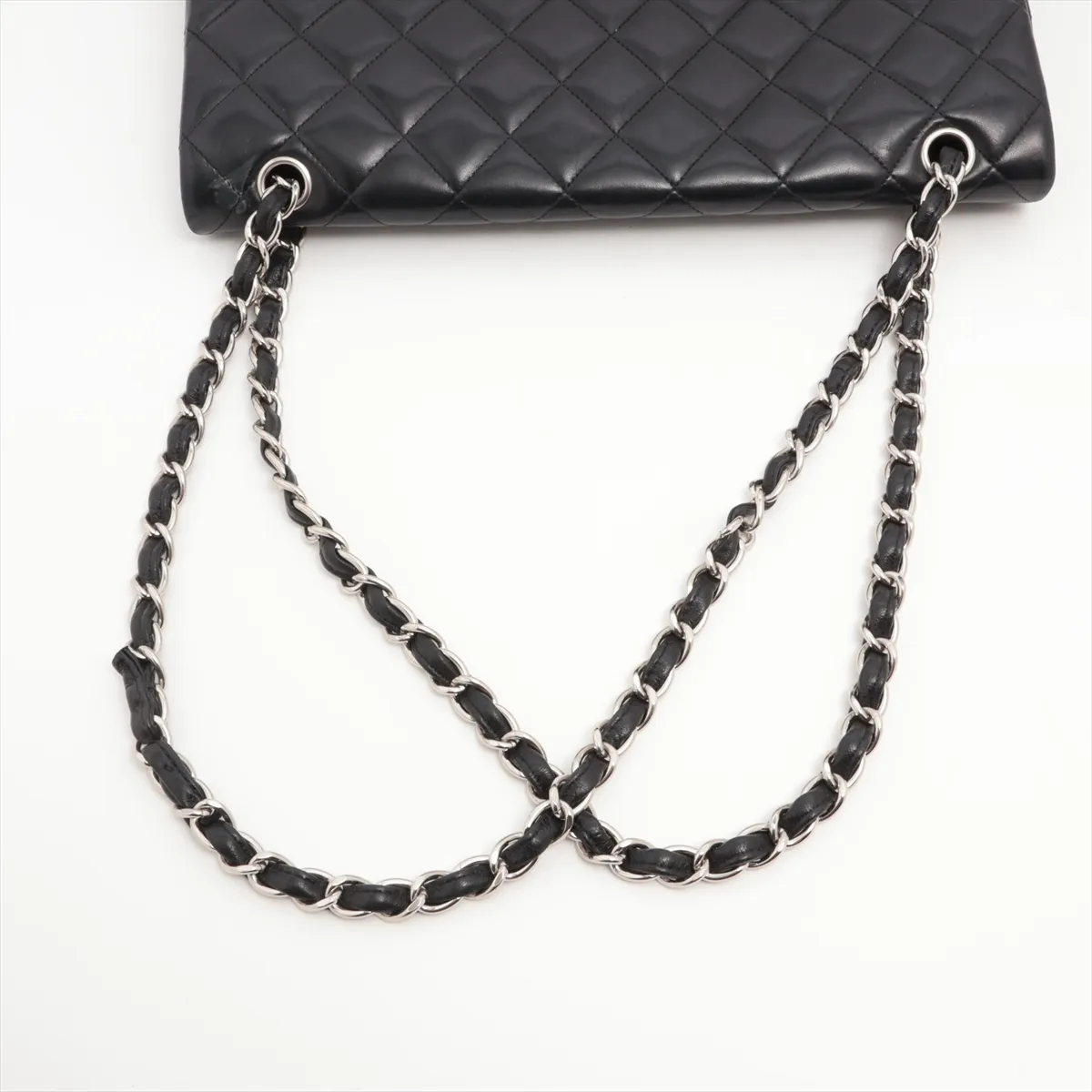 Deca Matelasse 34 Maxi Lambskin Single Flap Double Chain Bag Black Silver Hardware 14110417 14th Series A58601 — view 5