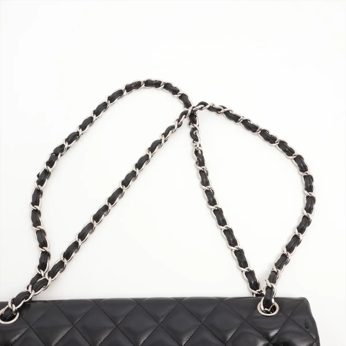 Deca Matelasse 34 Maxi Lambskin Single Flap Double Chain Bag Black Silver Hardware 14110417 14th Series A58601 — view 6