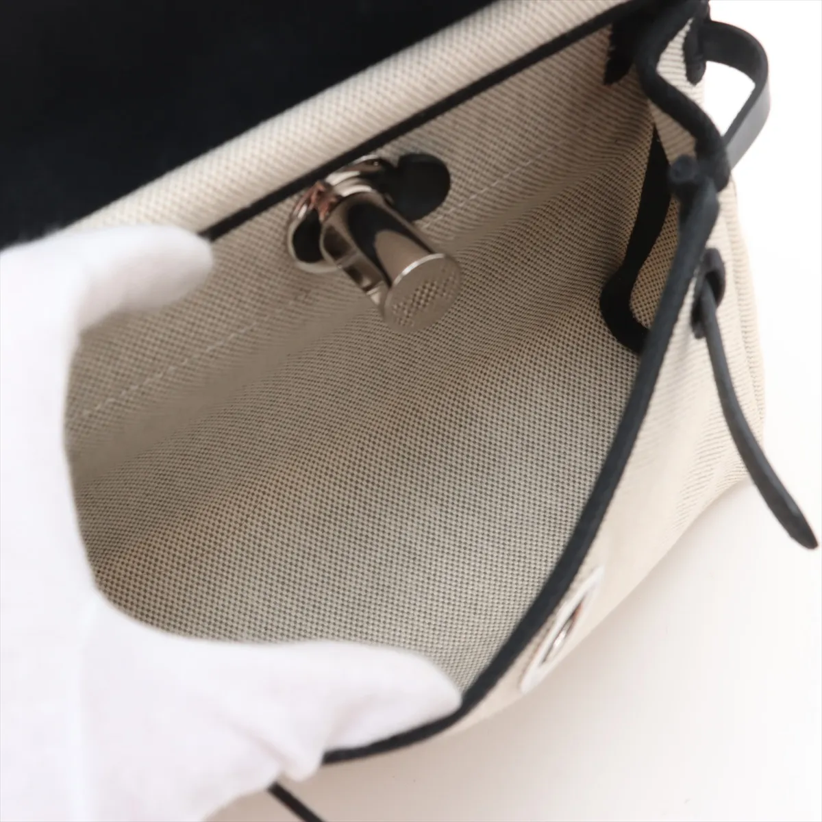 Herbag Zip 20 Mini Toile H x Vache Hunter Beige x Black Silver Hardware K: 2025 — view 6