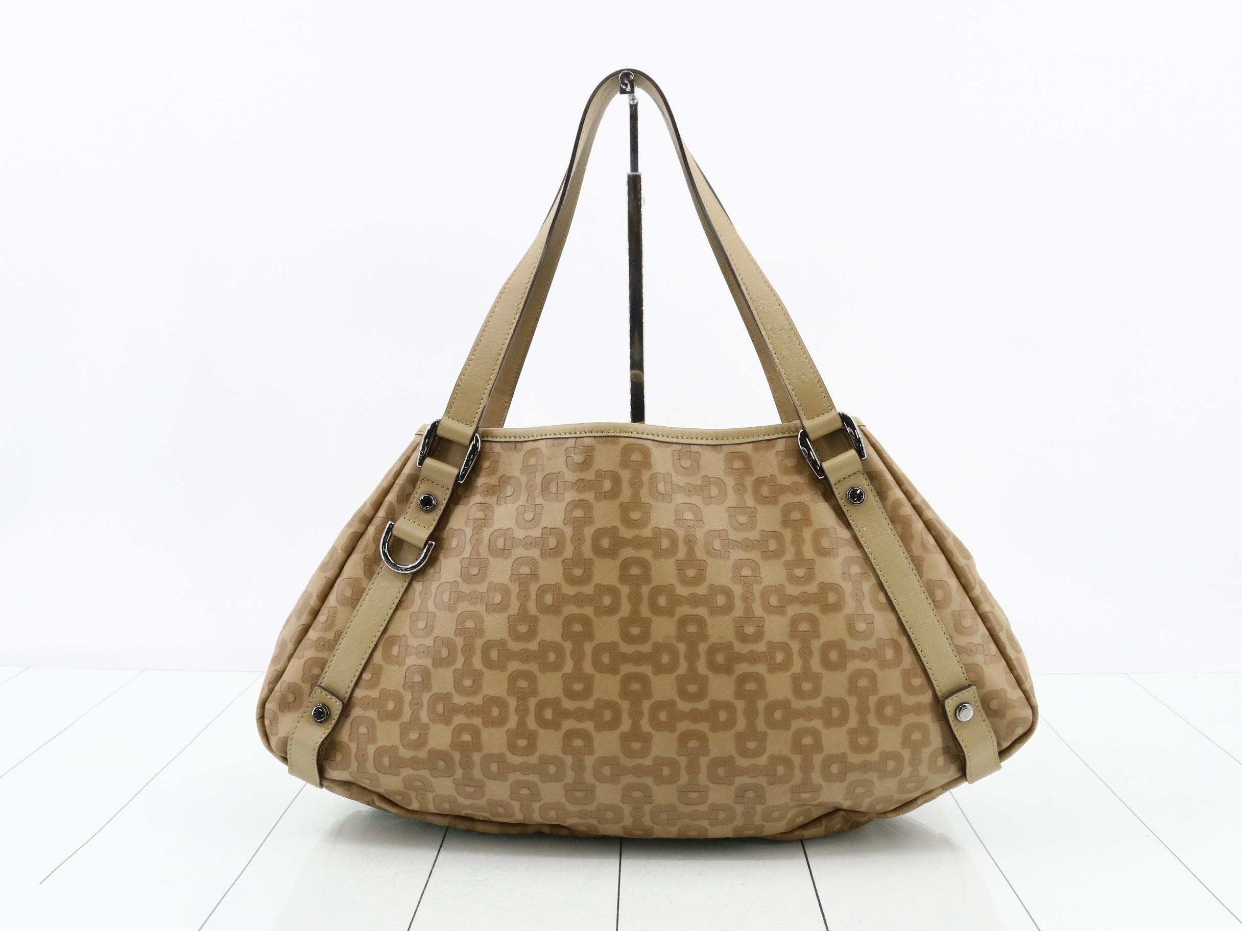 Abbey Embossed Leather Horsebit Shoulder Bag — view 2