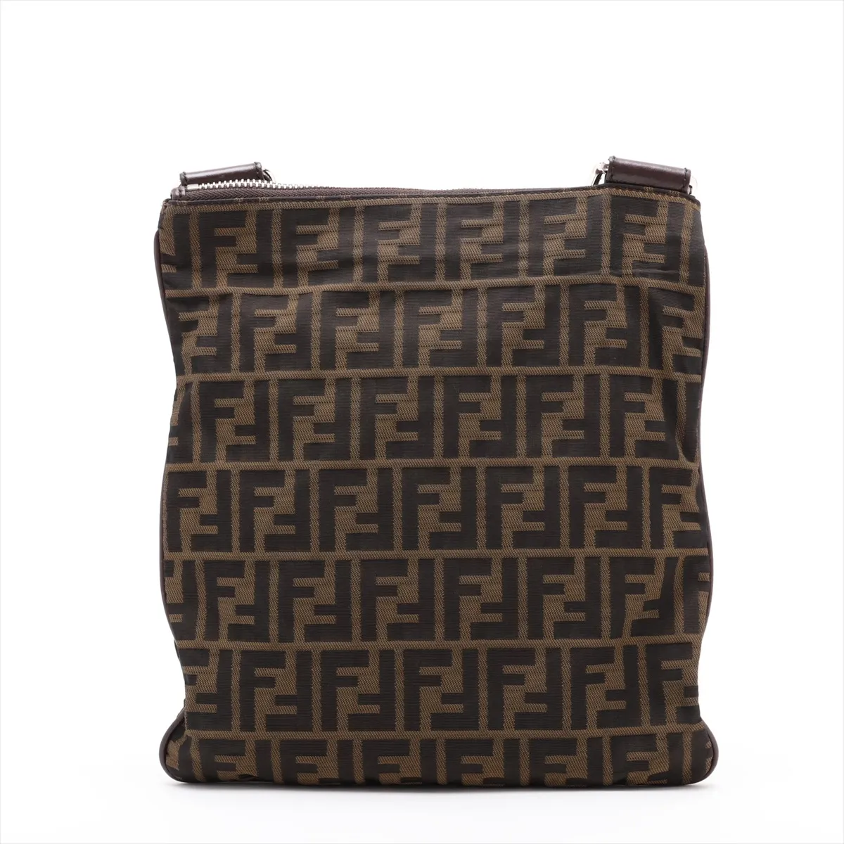 Zucca Canvas x Leather Shoulder Bag, Brown, 7VA255 — view 2