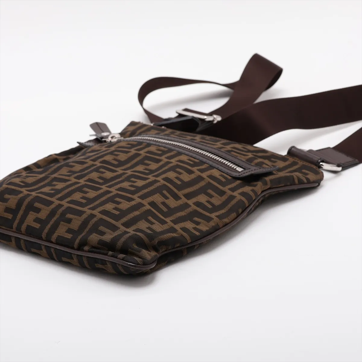 Zucca Canvas x Leather Shoulder Bag, Brown, 7VA255 — view 3