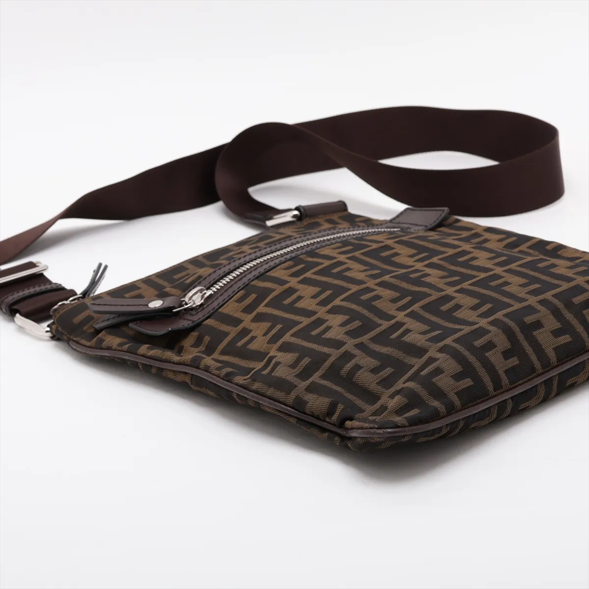 Zucca Canvas x Leather Shoulder Bag, Brown, 7VA255 — view 4