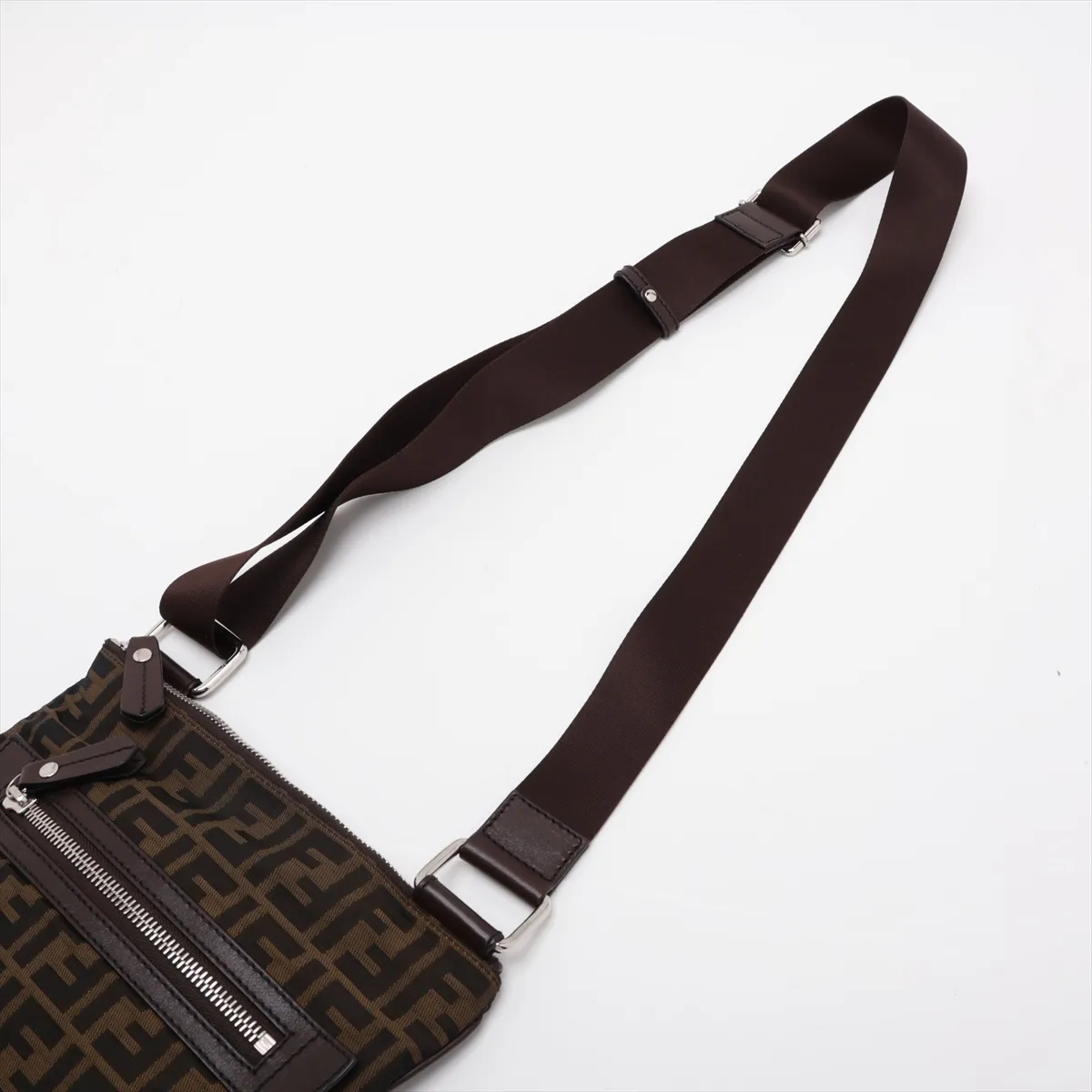 Zucca Canvas x Leather Shoulder Bag, Brown, 7VA255 — view 5