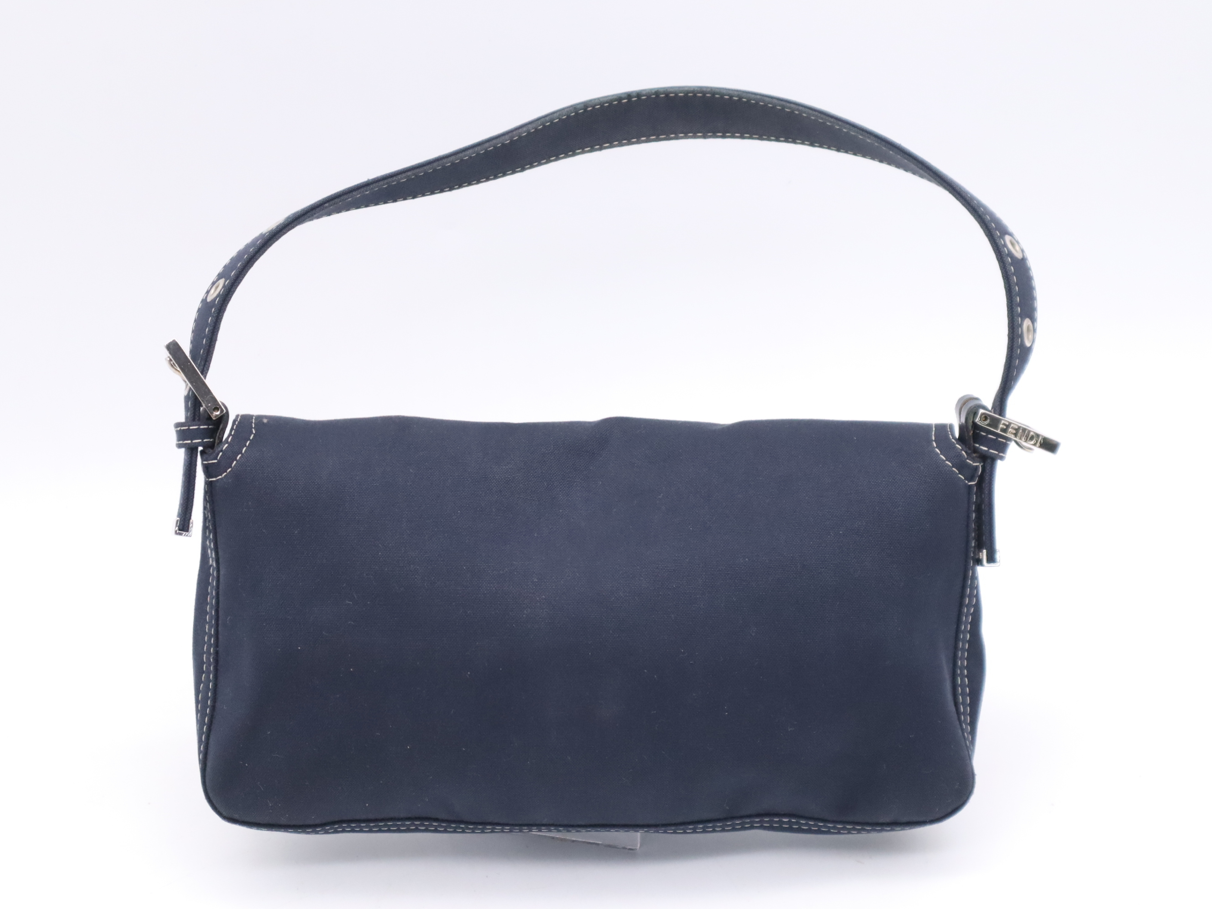 Denim Mamma Bucket Handbag, Navy, Silver Hardware, with Dust Bag — view 2