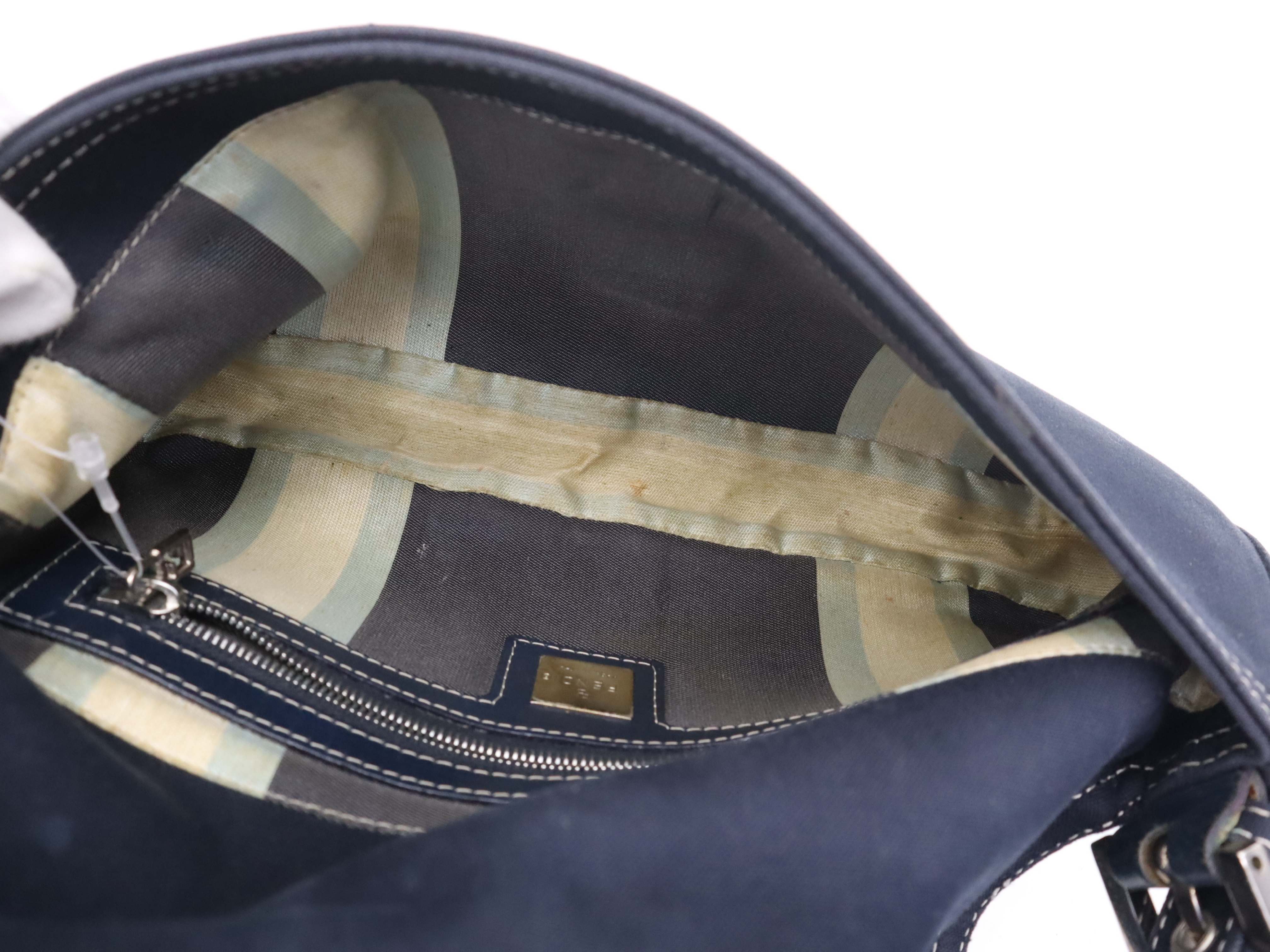 Denim Mamma Bucket Handbag, Navy, Silver Hardware, with Dust Bag — view 12