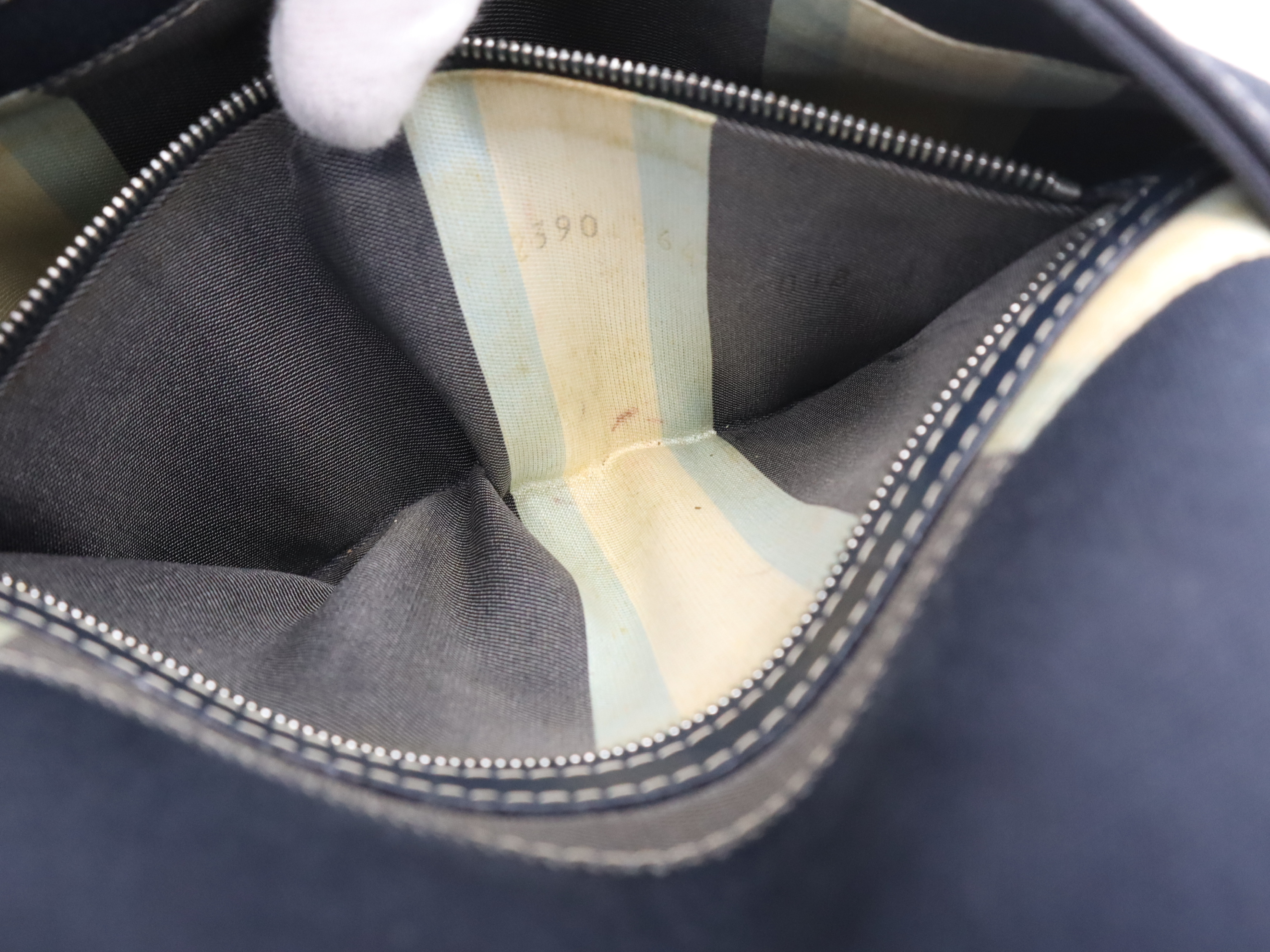 Denim Mamma Bucket Handbag, Navy, Silver Hardware, with Dust Bag — view 13