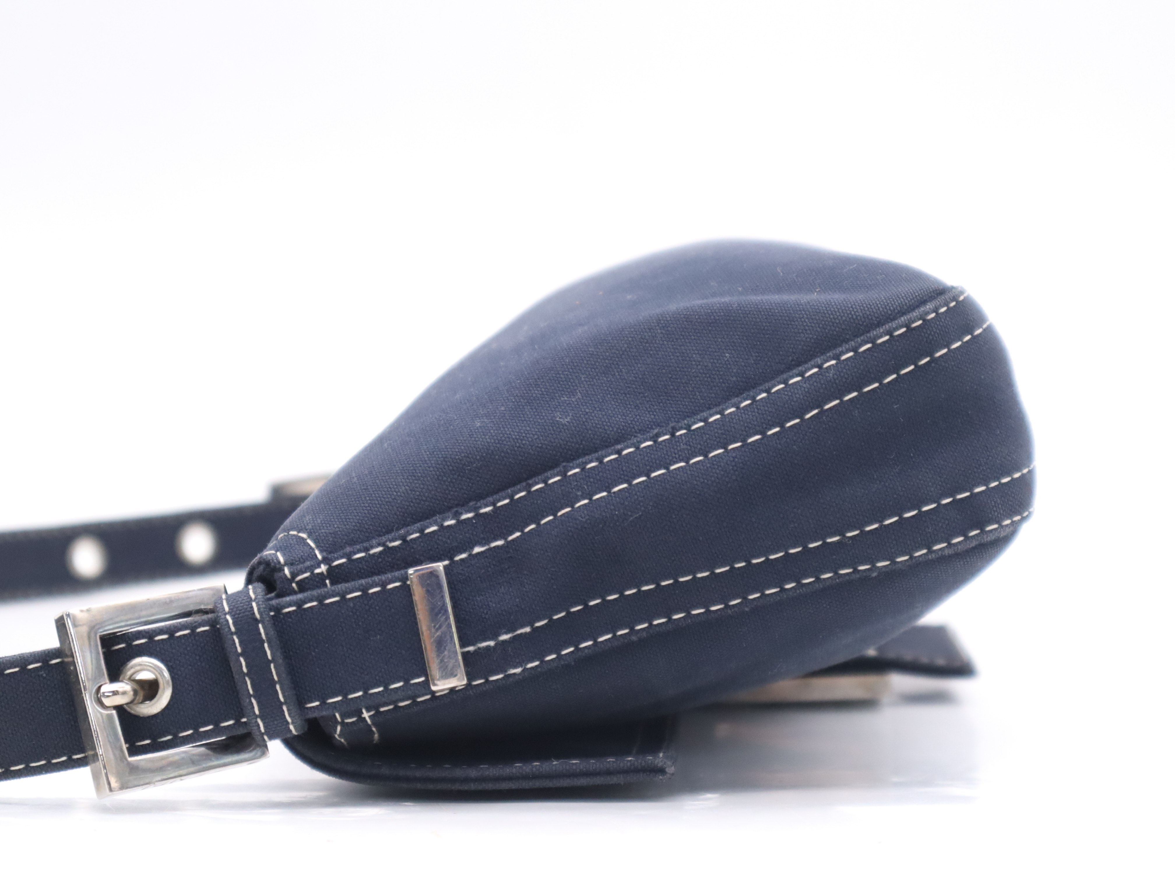 Denim Mamma Bucket Handbag, Navy, Silver Hardware, with Dust Bag — view 3