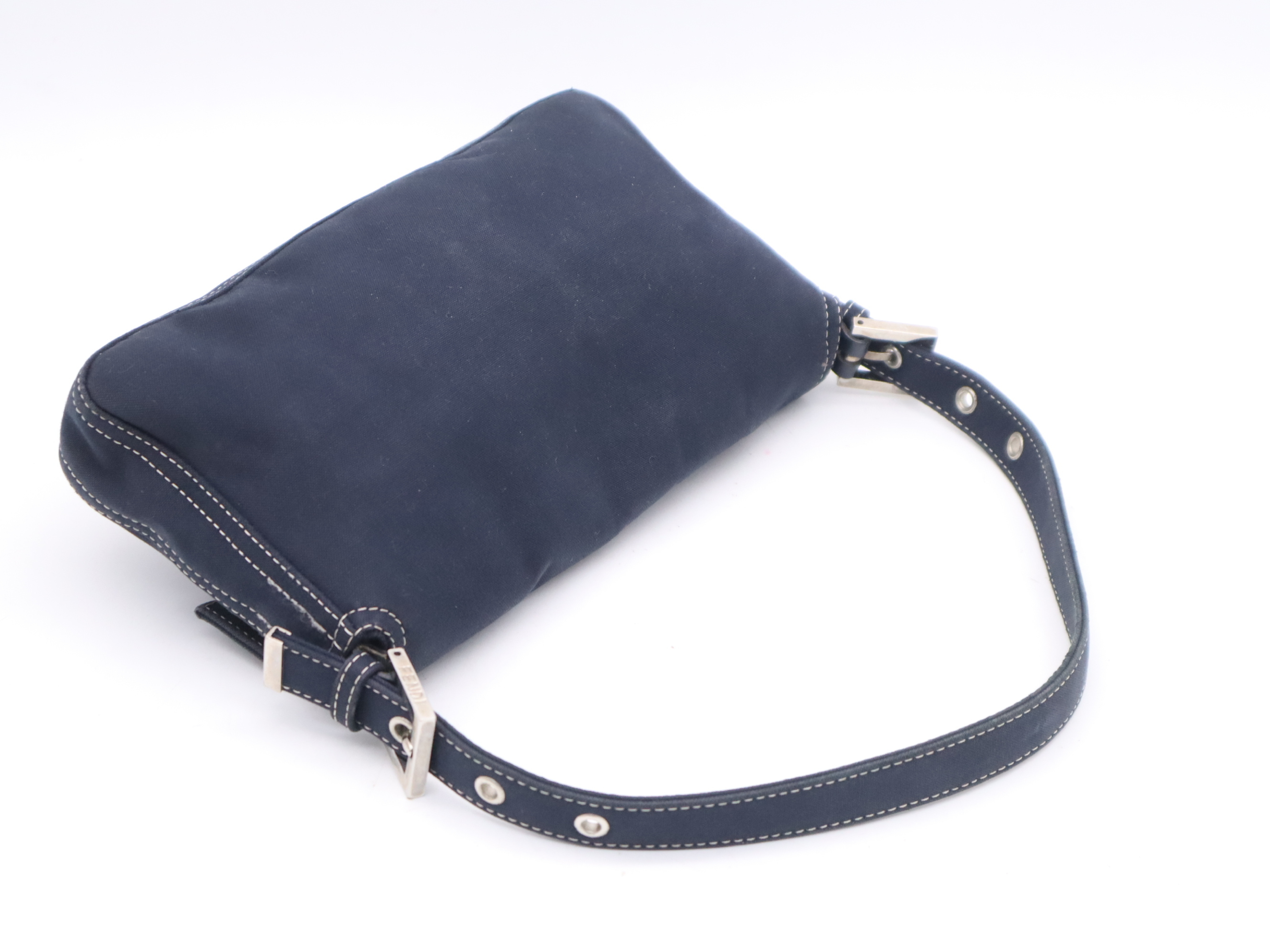 Denim Mamma Bucket Handbag, Navy, Silver Hardware, with Dust Bag — view 6