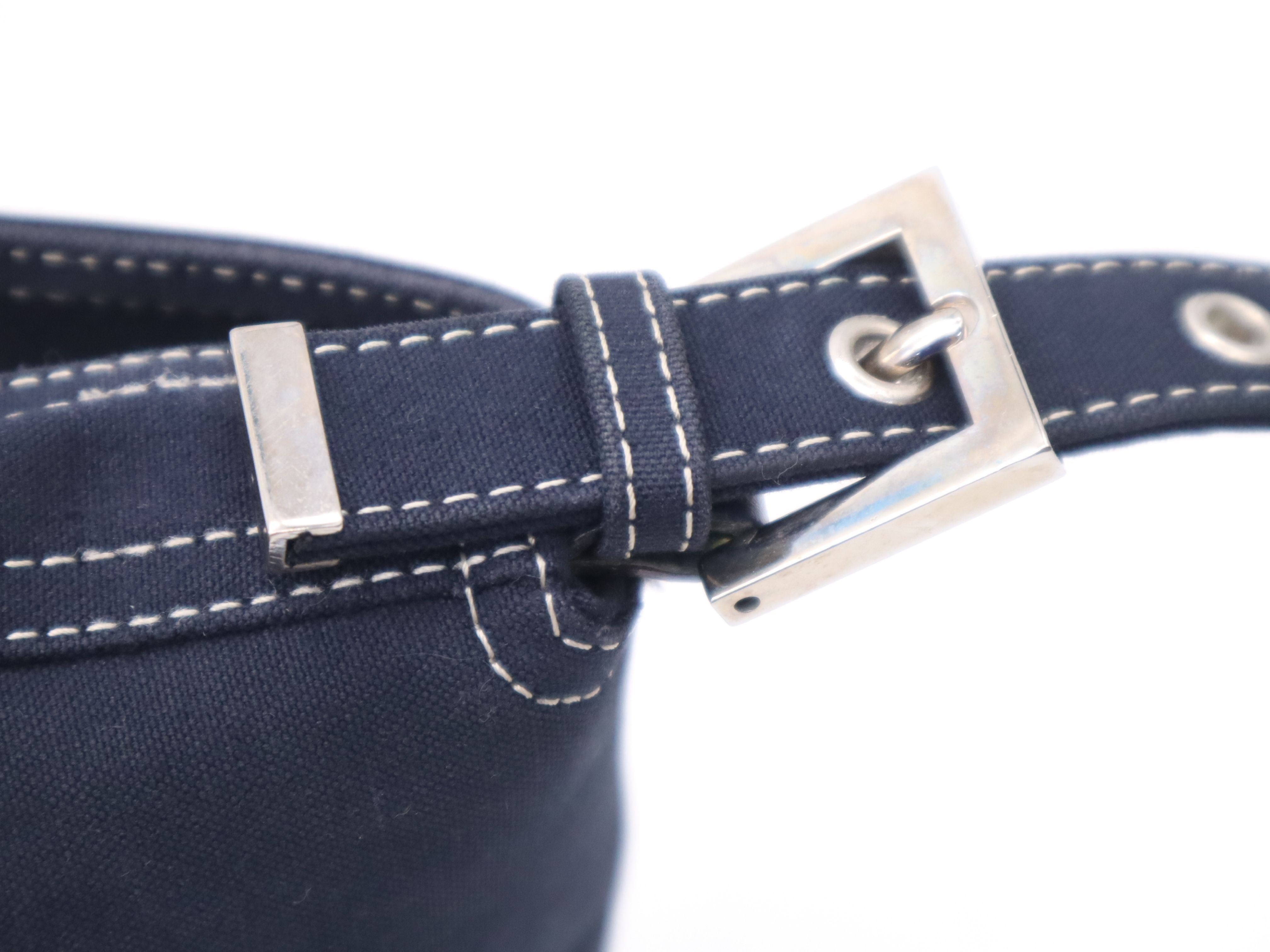 Denim Mamma Bucket Handbag, Navy, Silver Hardware, with Dust Bag — view 8