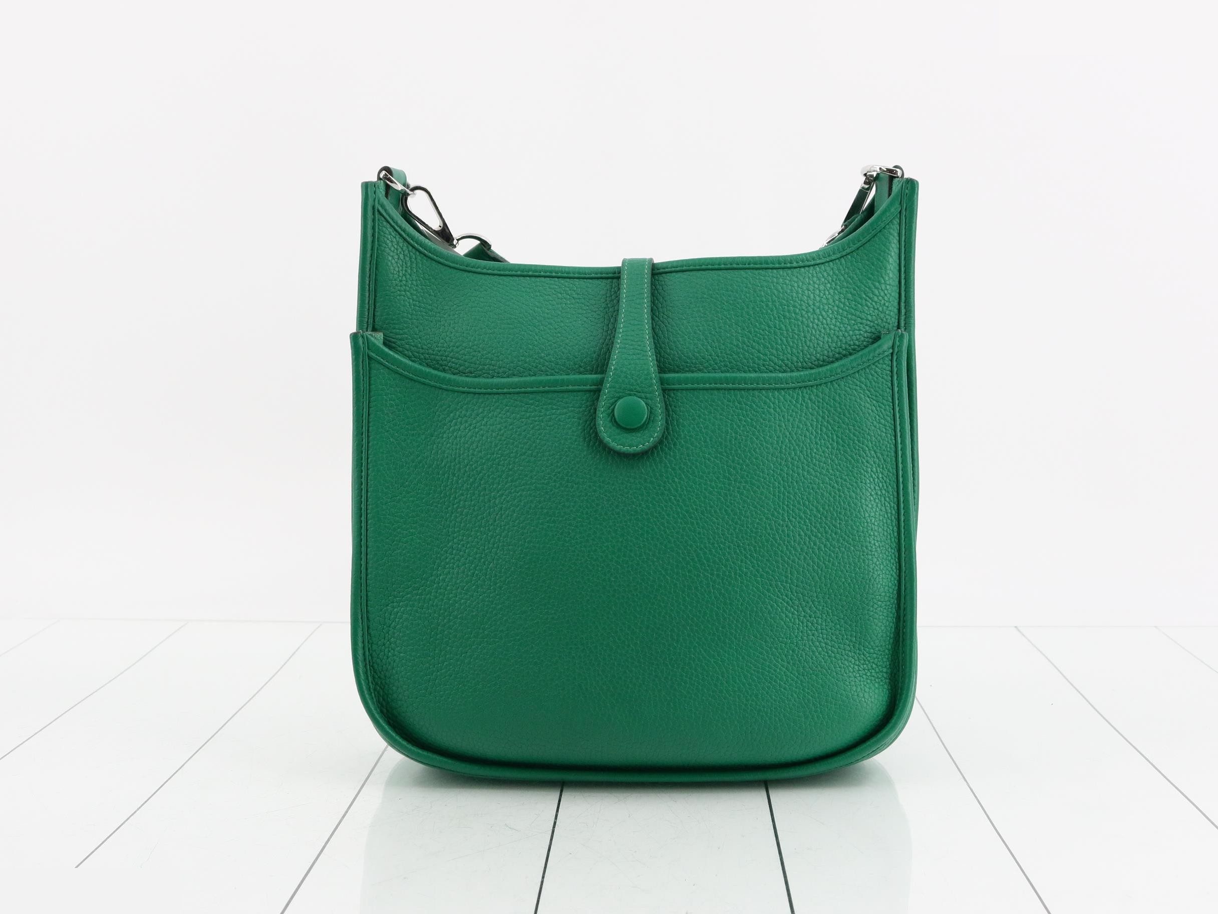 Evelyn PM Leather Shoulder Bag, C Stamp, Green — view 2