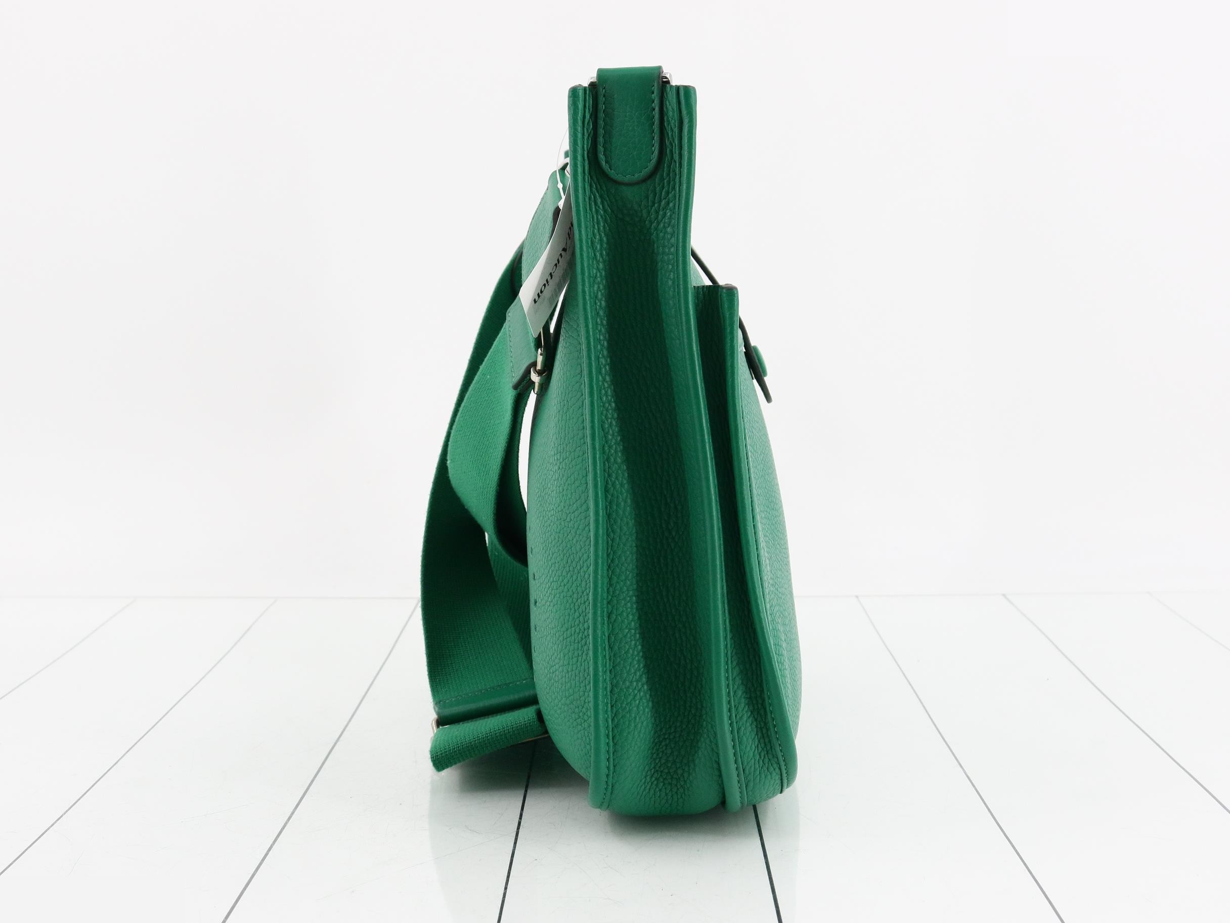Evelyn PM Leather Shoulder Bag, C Stamp, Green — view 3