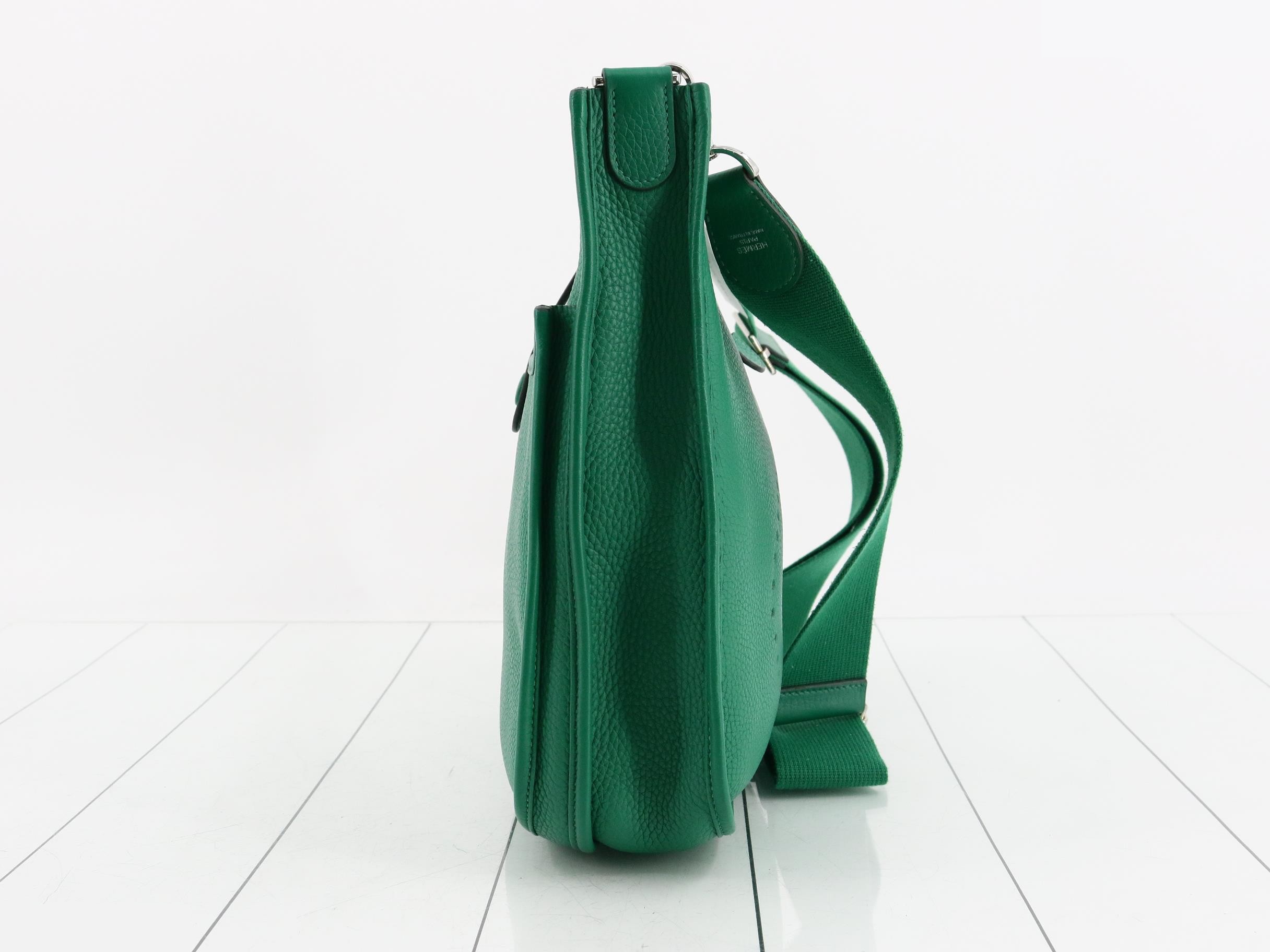 Evelyn PM Leather Shoulder Bag, C Stamp, Green — view 4