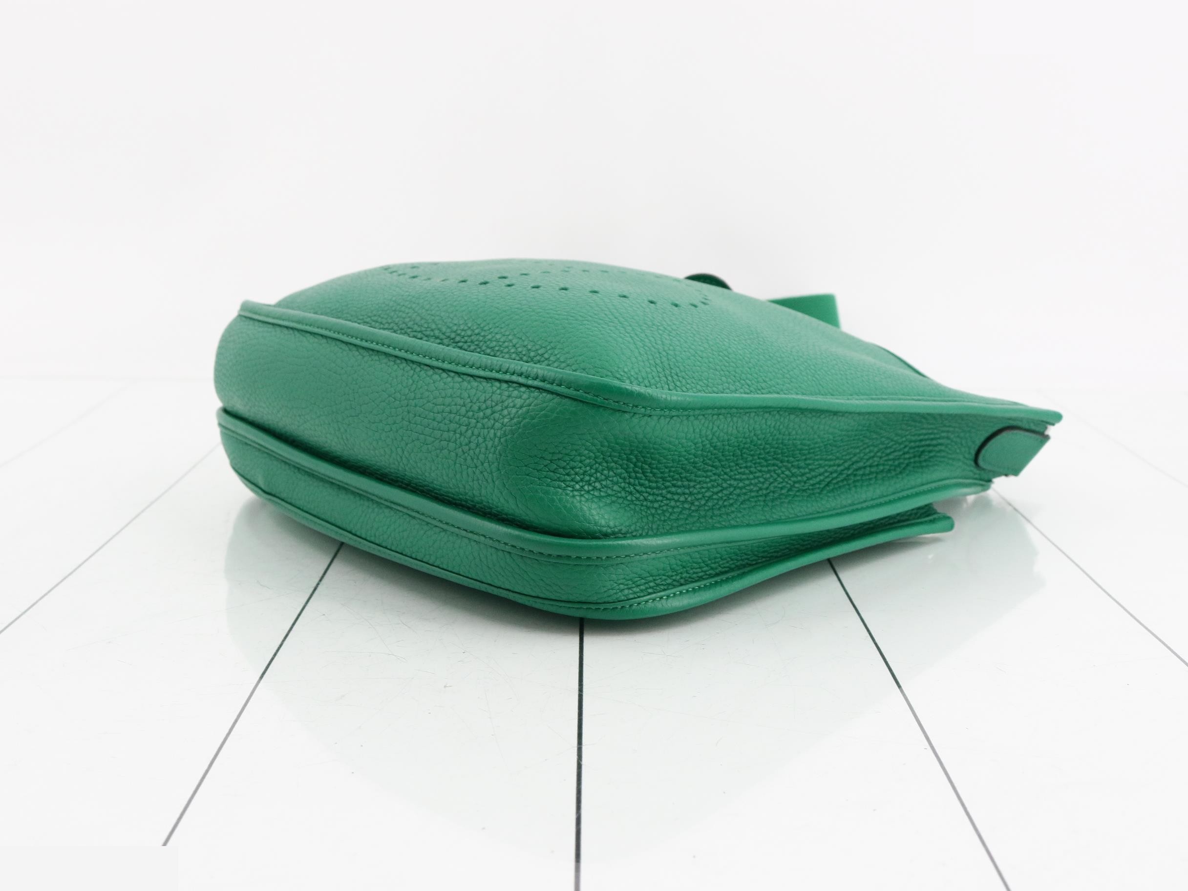 Evelyn PM Leather Shoulder Bag, C Stamp, Green — view 6