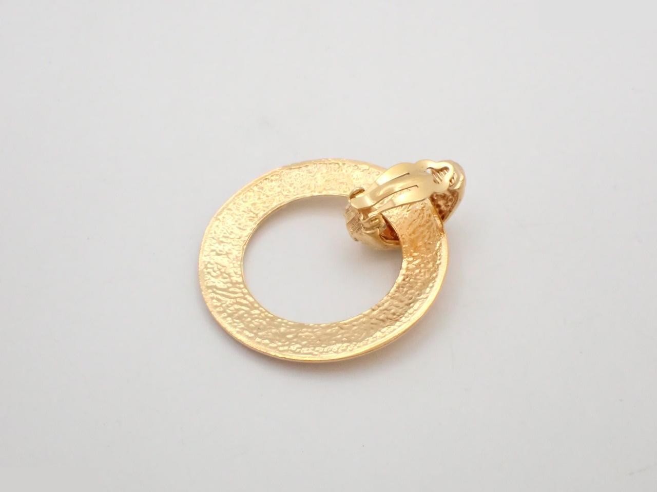 Double ring hoop earring, with markings, single earring. — view 2