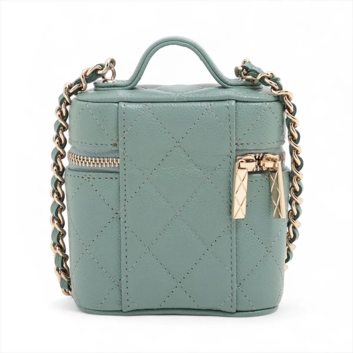 Matelasse caviar skin 2WAY shoulder bag vanity green gold hardware 31881144 31s — view 2