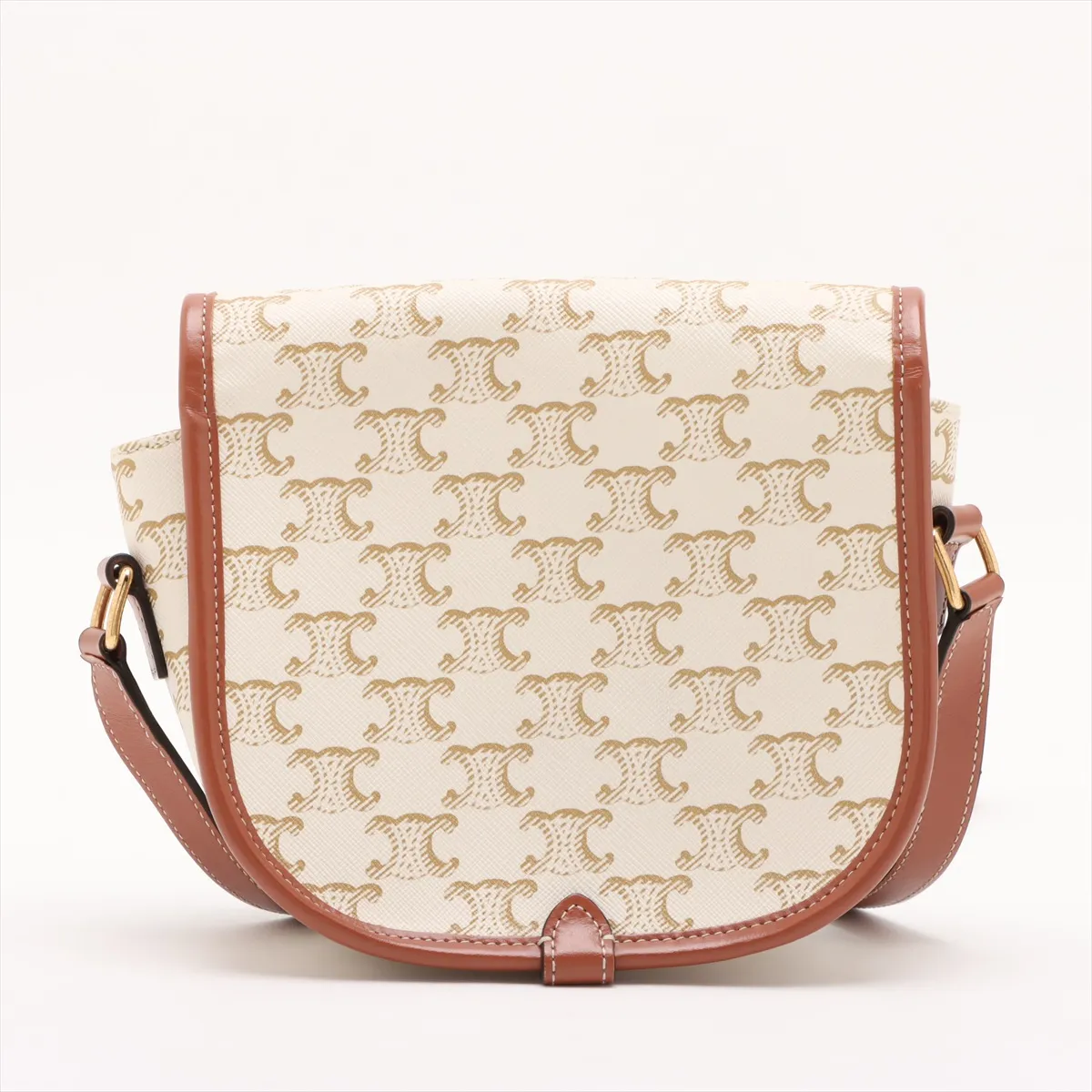 Triomphe Falco Medium PVC x Leather Shoulder Bag White x Brown — view 2