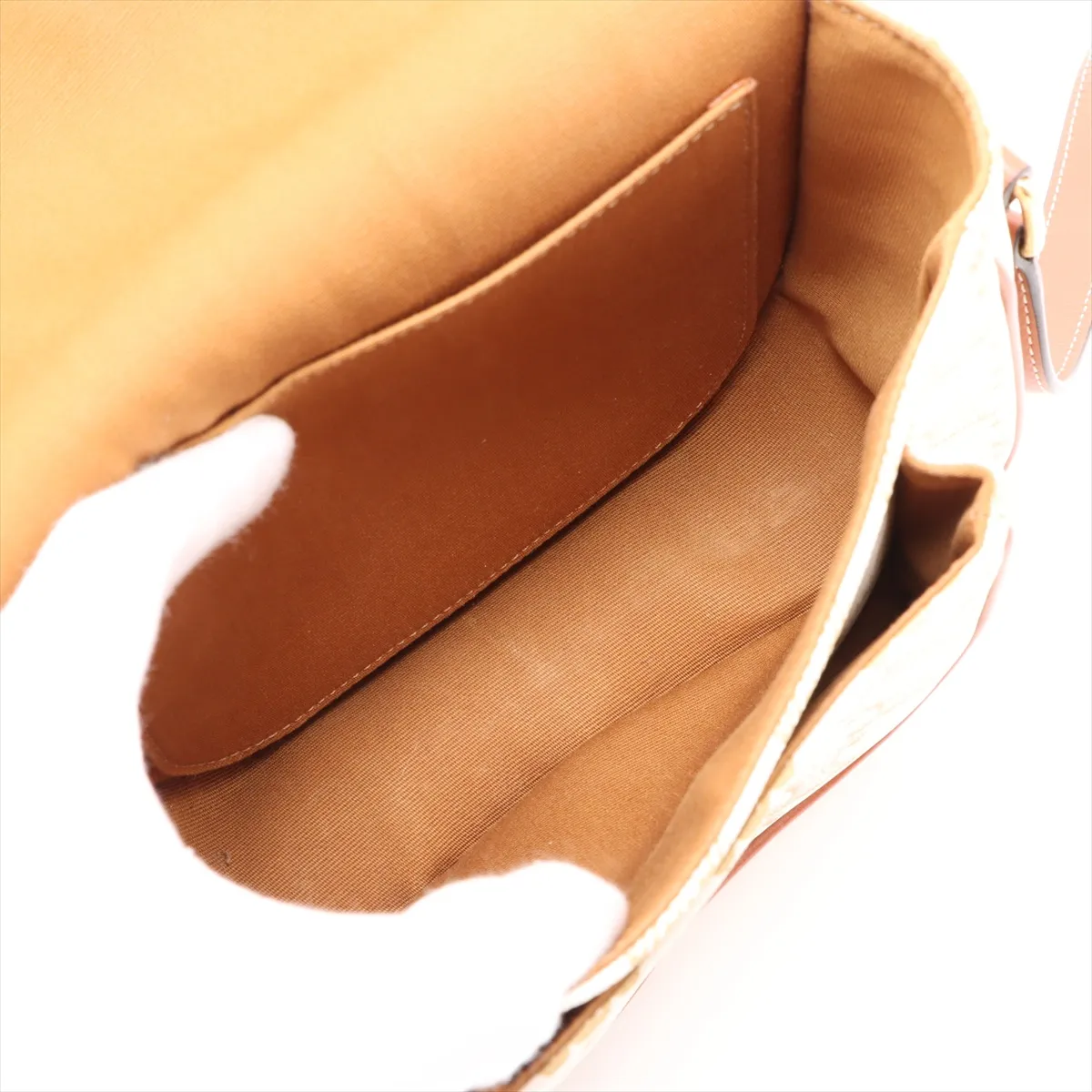 Triomphe Falco Medium PVC x Leather Shoulder Bag White x Brown — view 6