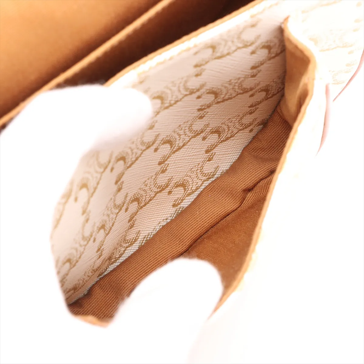 Triomphe Falco Medium PVC x Leather Shoulder Bag White x Brown — view 8