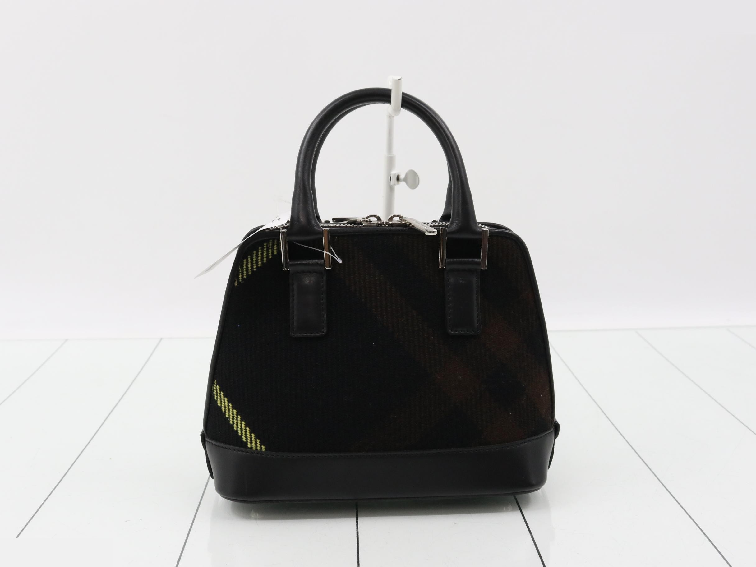 handbag, black, wool and leather. — view 2