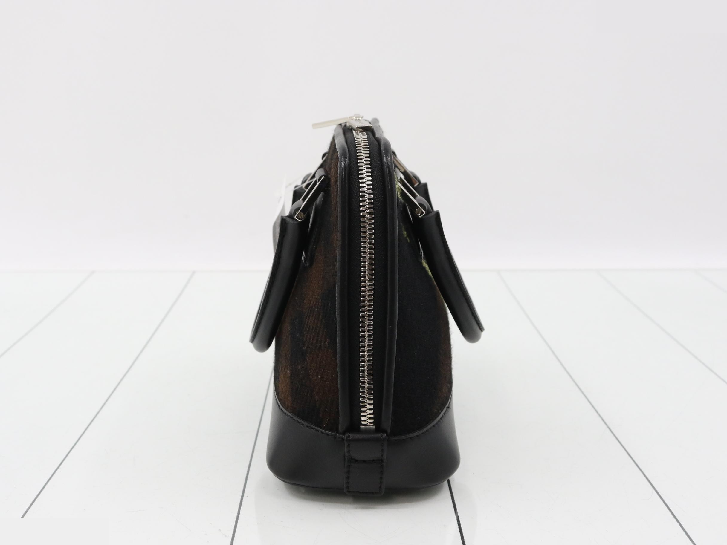handbag, black, wool and leather. — view 4
