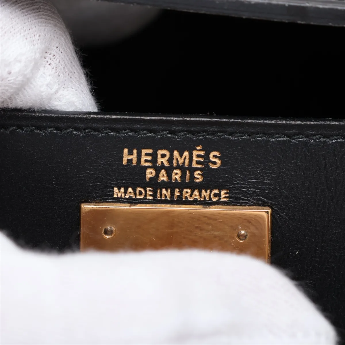 [Individually packaged] Hermes Kelly 28 Letournée Box Calf Black Gold Hardware F: 1976 Cadena lock is difficult to open — view 11