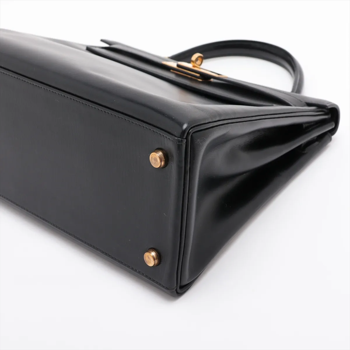 [Individually packaged] Hermes Kelly 28 Letournée Box Calf Black Gold Hardware F: 1976 Cadena lock is difficult to open — view 3
