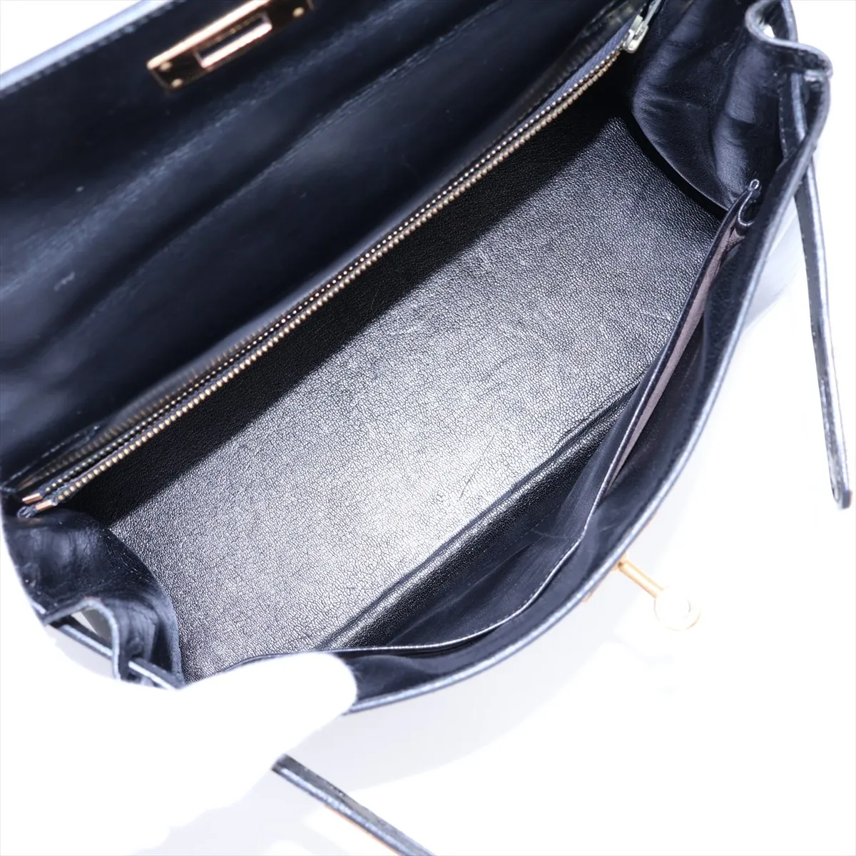 [Individually packaged] Hermes Kelly 28 Letournée Box Calf Black Gold Hardware F: 1976 Cadena lock is difficult to open — view 7