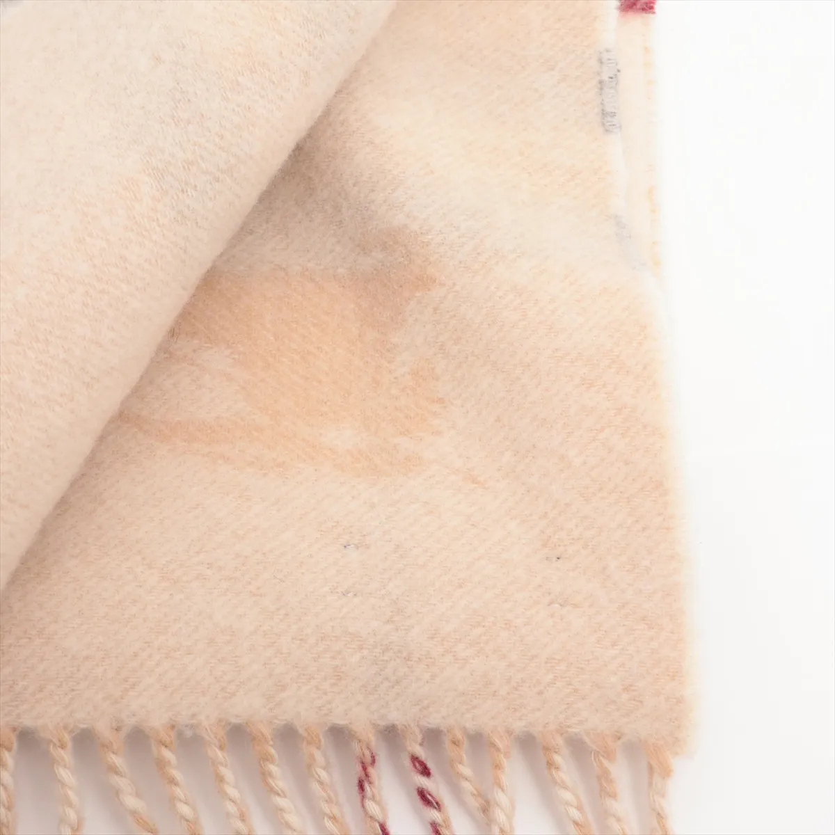 cashmere scarf, ivory x black. Shows signs of wear, — view 2