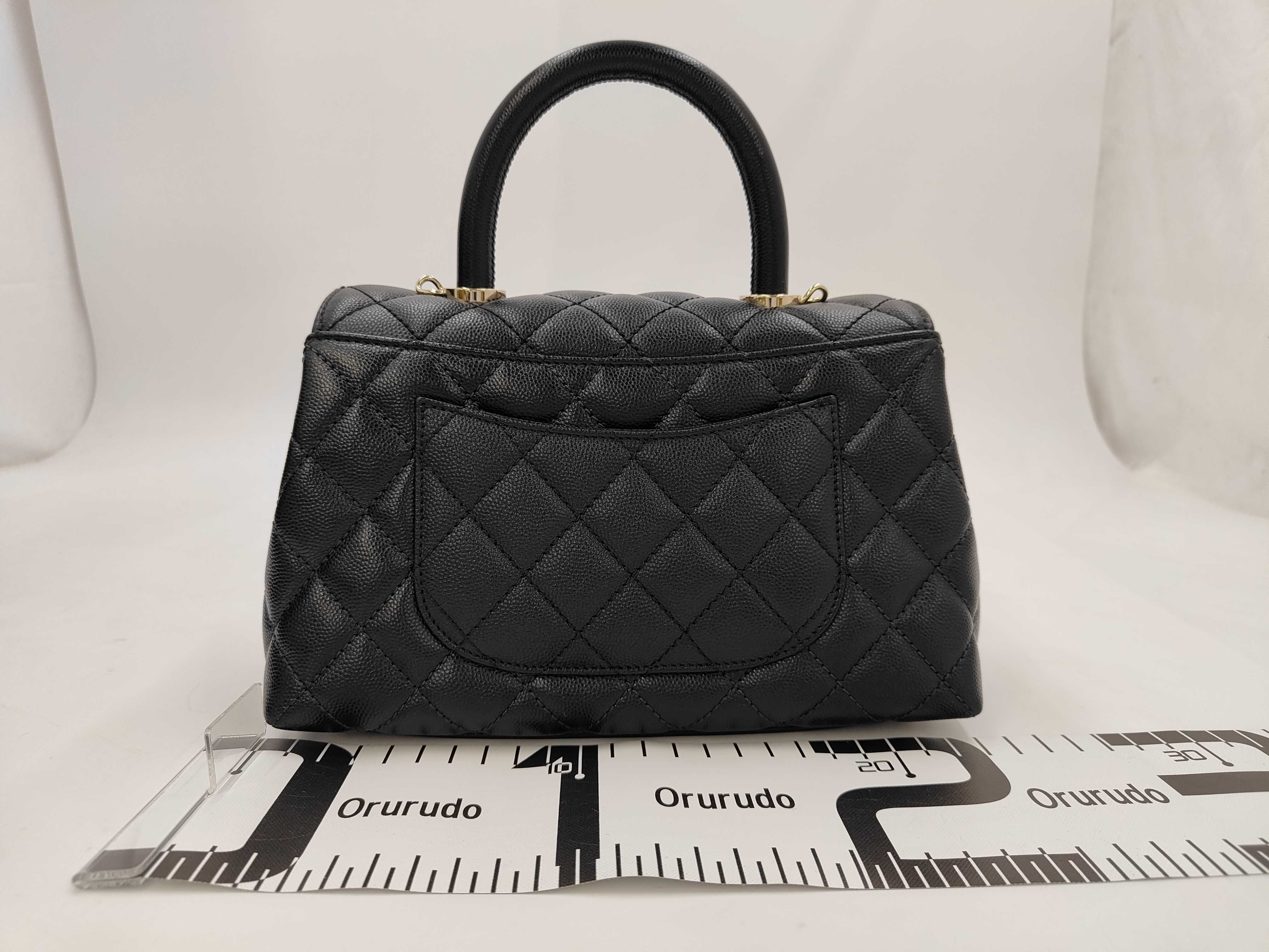 Caviar Skin Coco Handle XS Black Gold Hardware Handbag — view 2