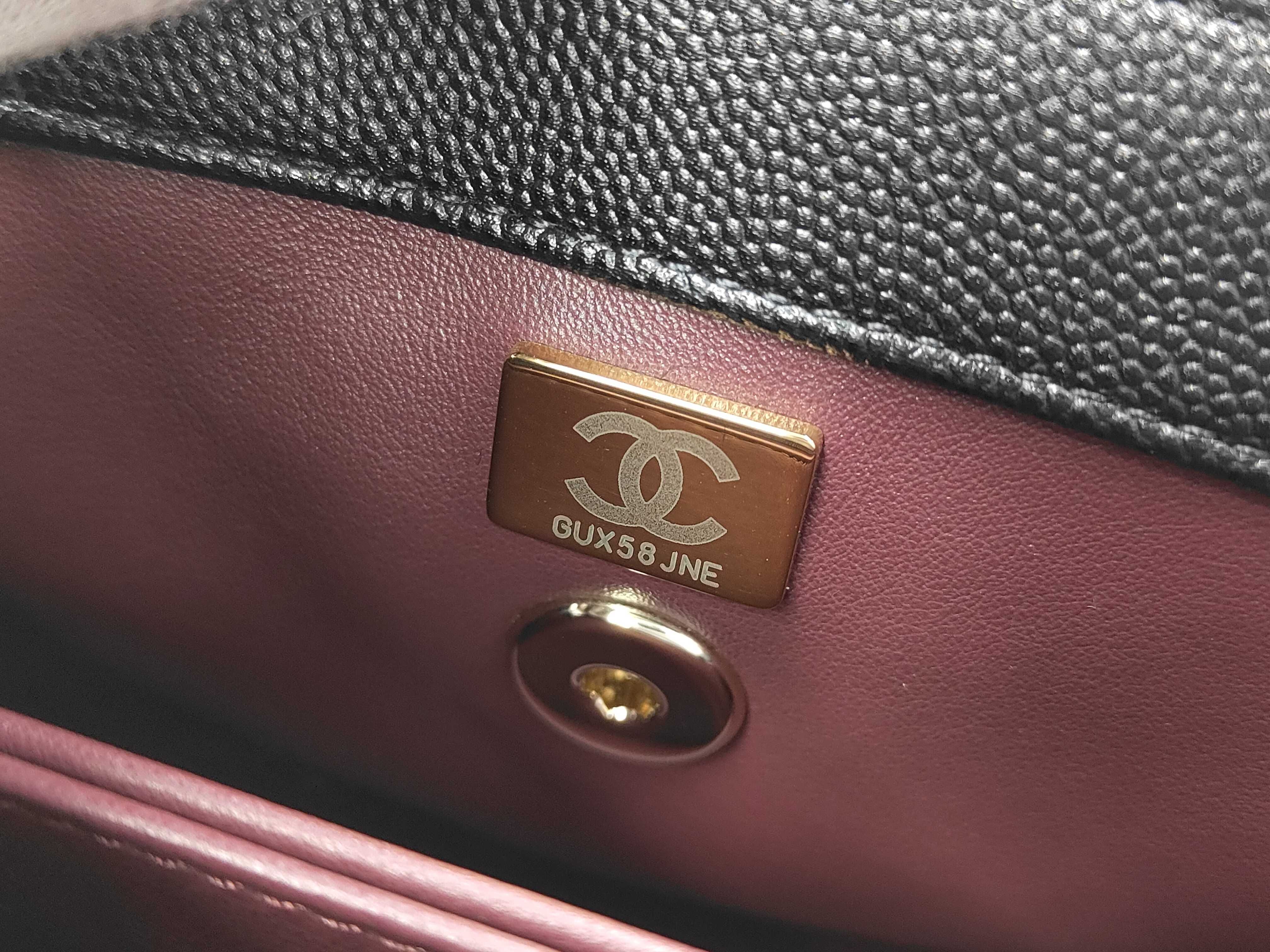 Caviar Skin Coco Handle XS Black Gold Hardware Handbag — view 13