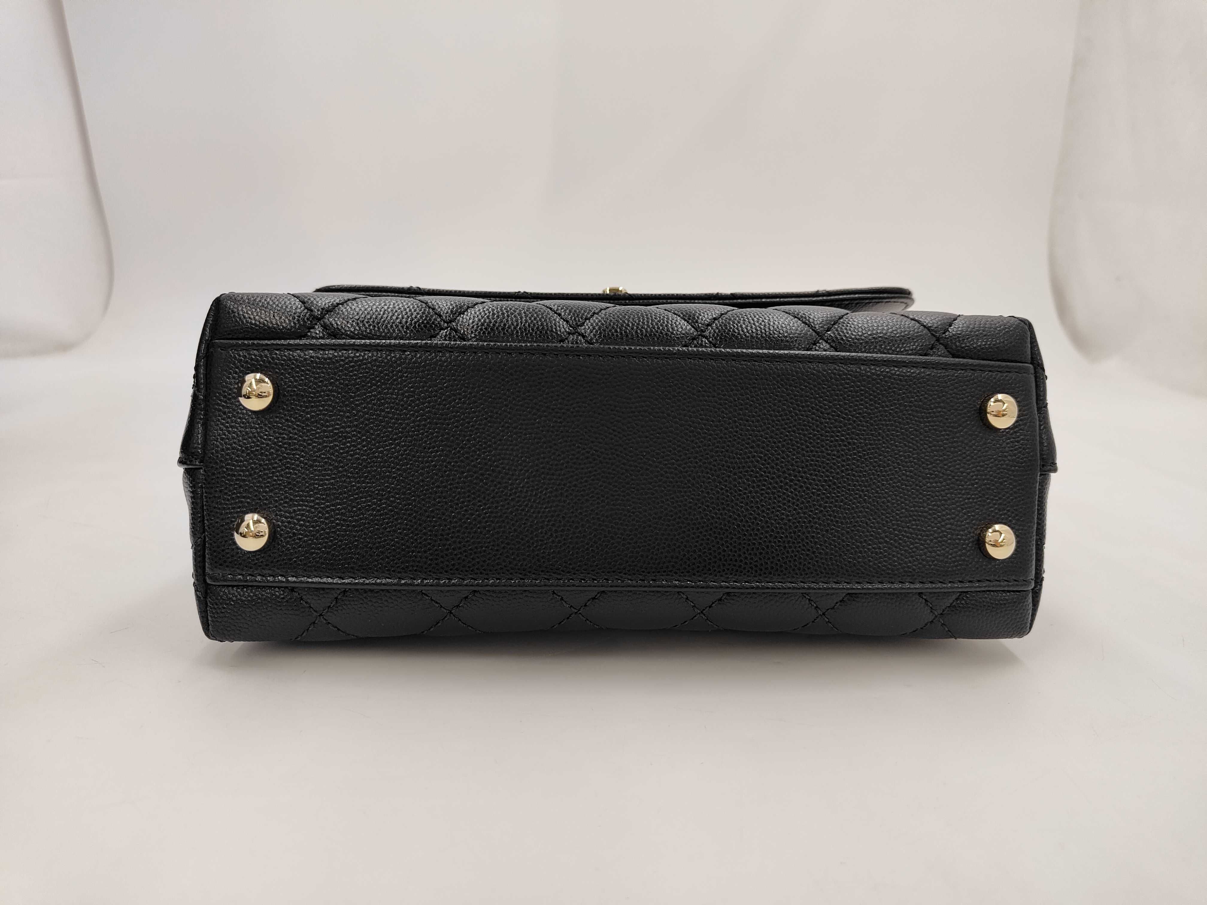 Caviar Skin Coco Handle XS Black Gold Hardware Handbag — view 4